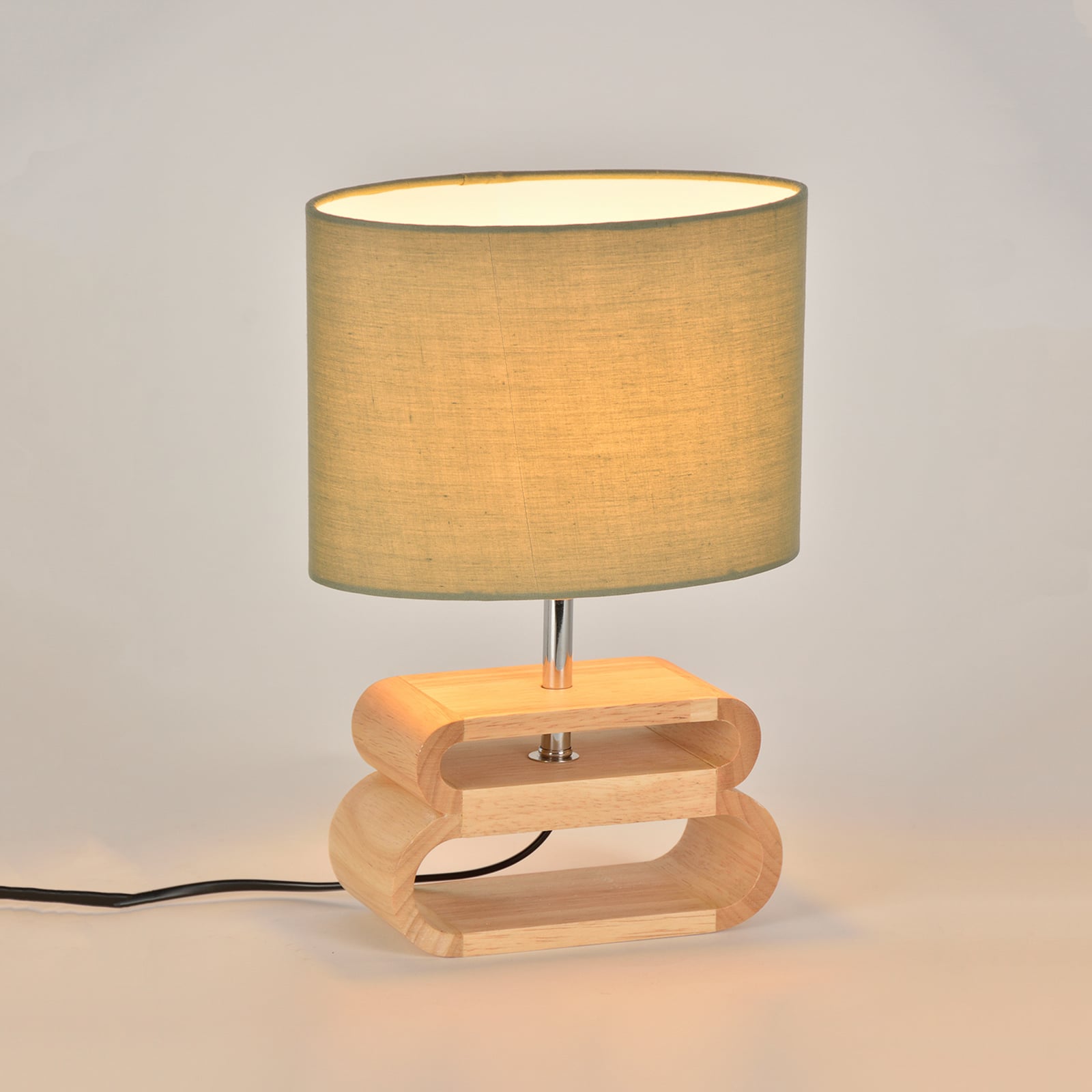 Lampada da tavolo Oslo bianco/legno chiaro, altezza 30 cm - COREP SAS