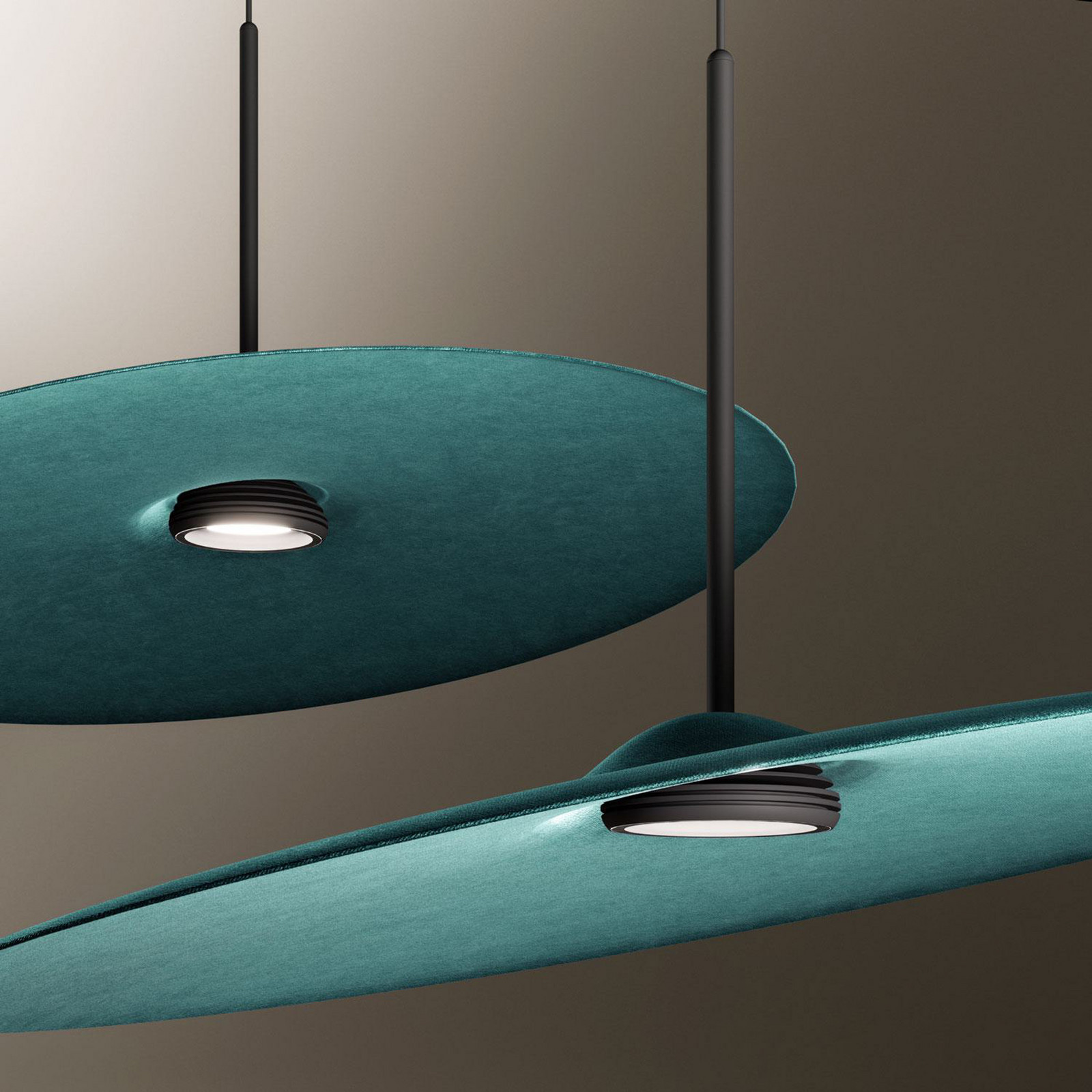 Lampă suspendată LED Fabbian Acustica albastru-verde 3000K DALI - Camera de zi / sufragerie - modern - Plastic