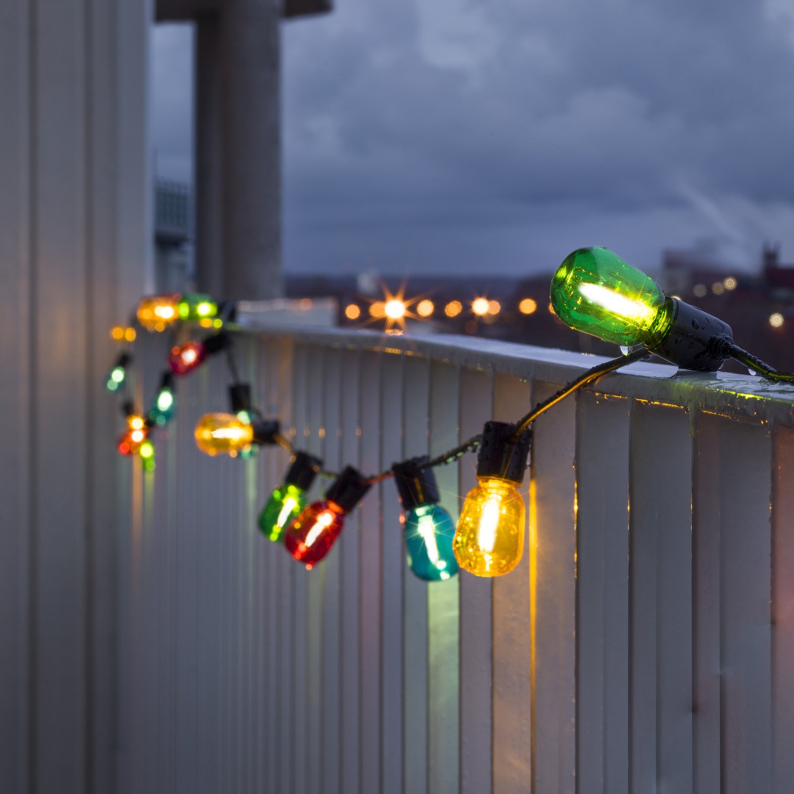 Lichterkette Biergarten 20 LED-Tropfen bunt