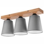 Envostar Risco plafonnier à 3 lampes abat-jour tissu gris