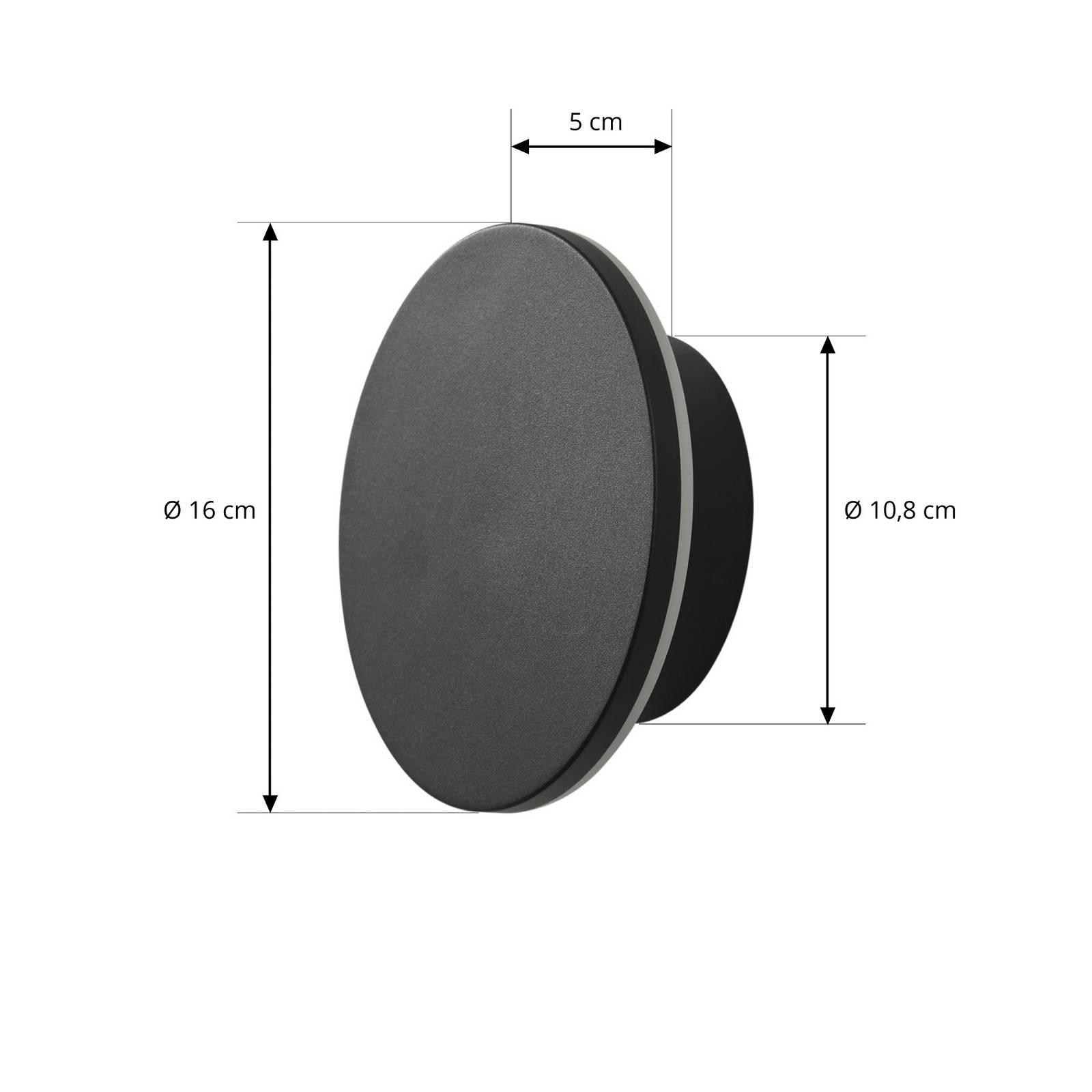 Arcchio kinkiet zewnętrzny LED Gravo, Ø 16 cm, czarny, IP65