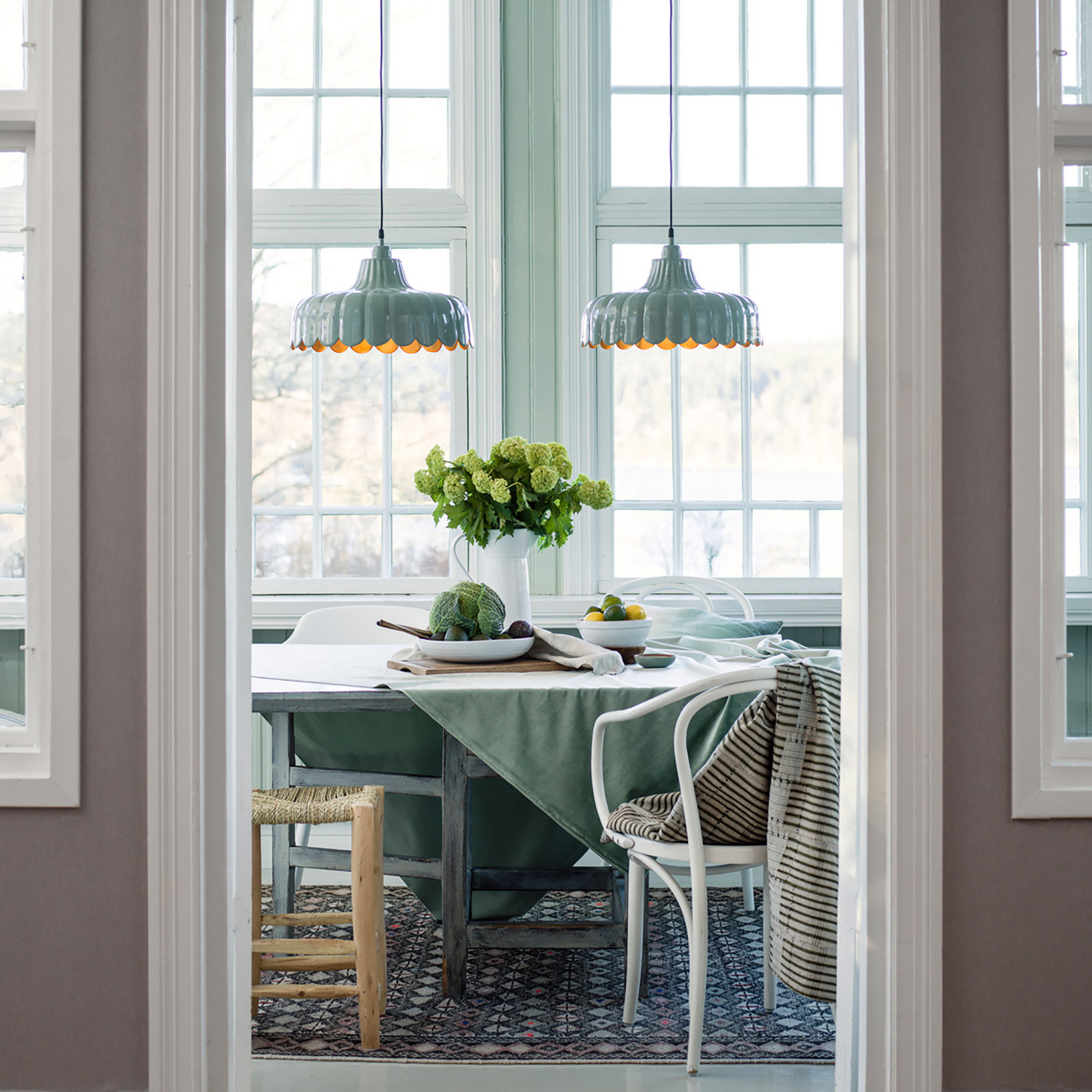 PR Home Lampă suspendată Wells verde/auriu Ø 43 cm metal