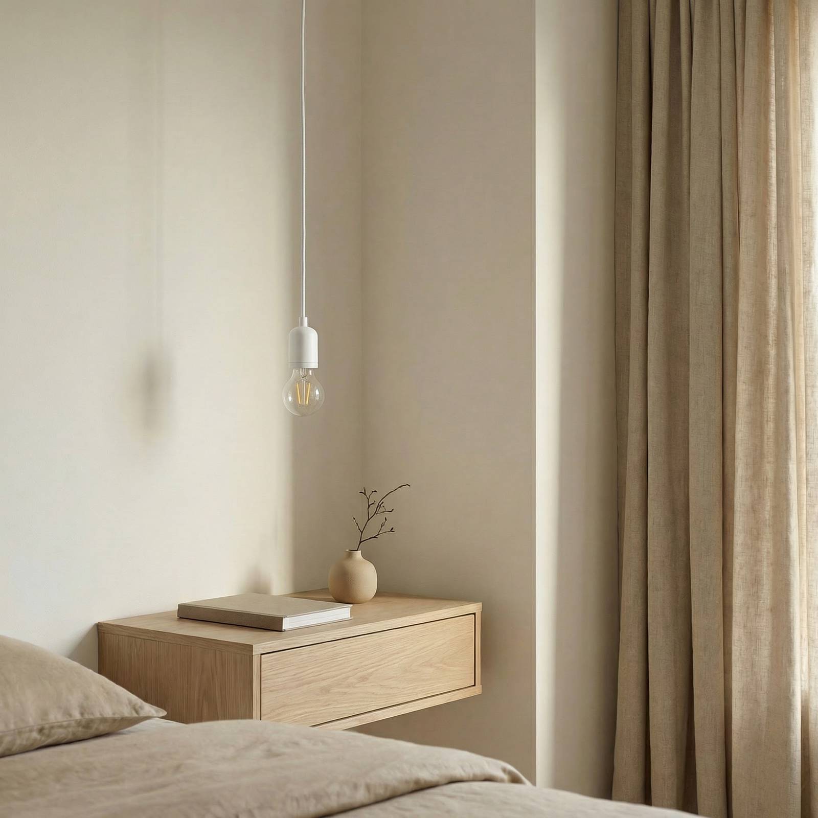 Lampa wisząca Lindby Hattie, oprawa E27, biała, Ø 4,7 cm