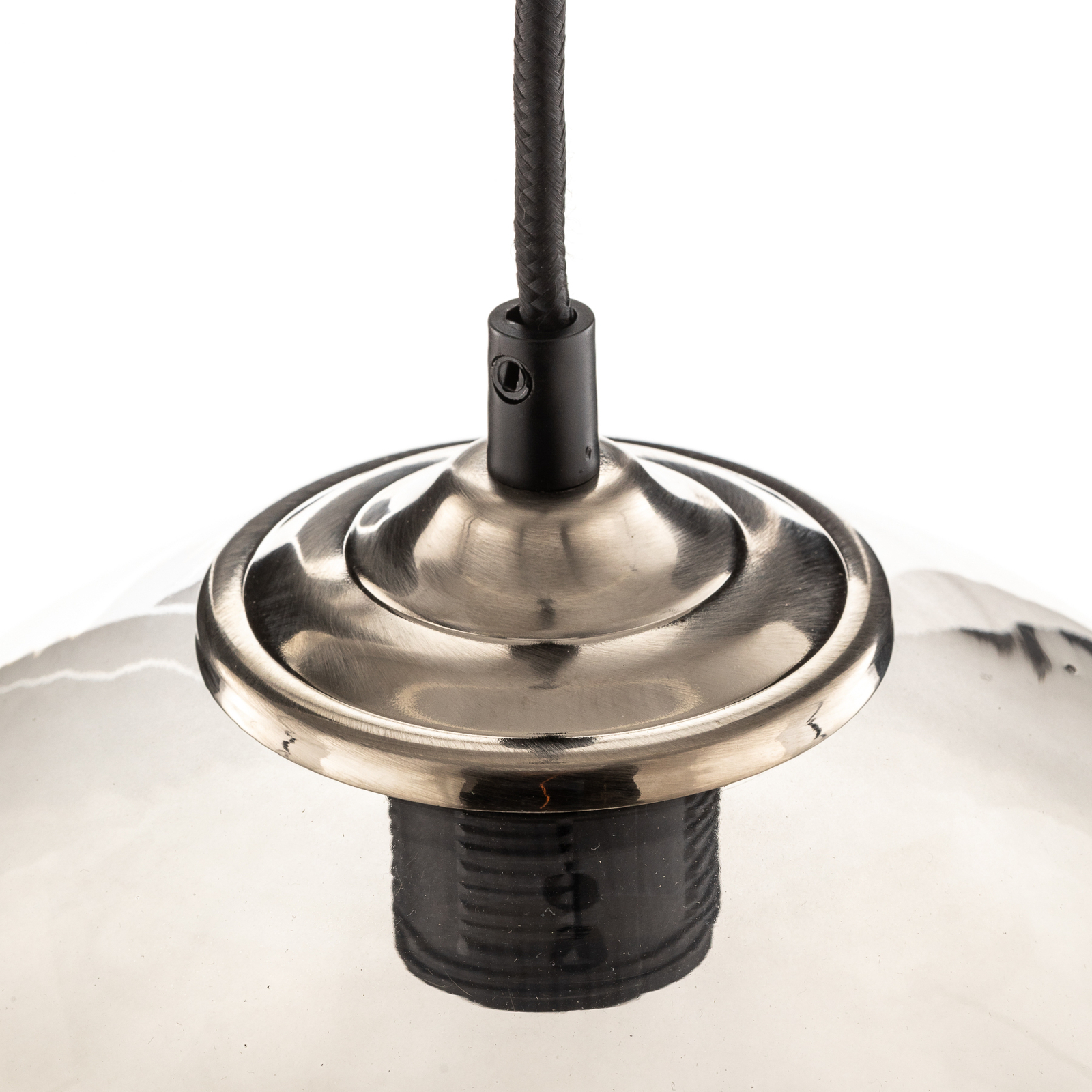 Závěsná lampa koule skleněné stínidlo kouřově šedé Ø25cm