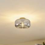 Lindby Hildur ceiling light, Ø 28.5 cm, smoky grey, glass