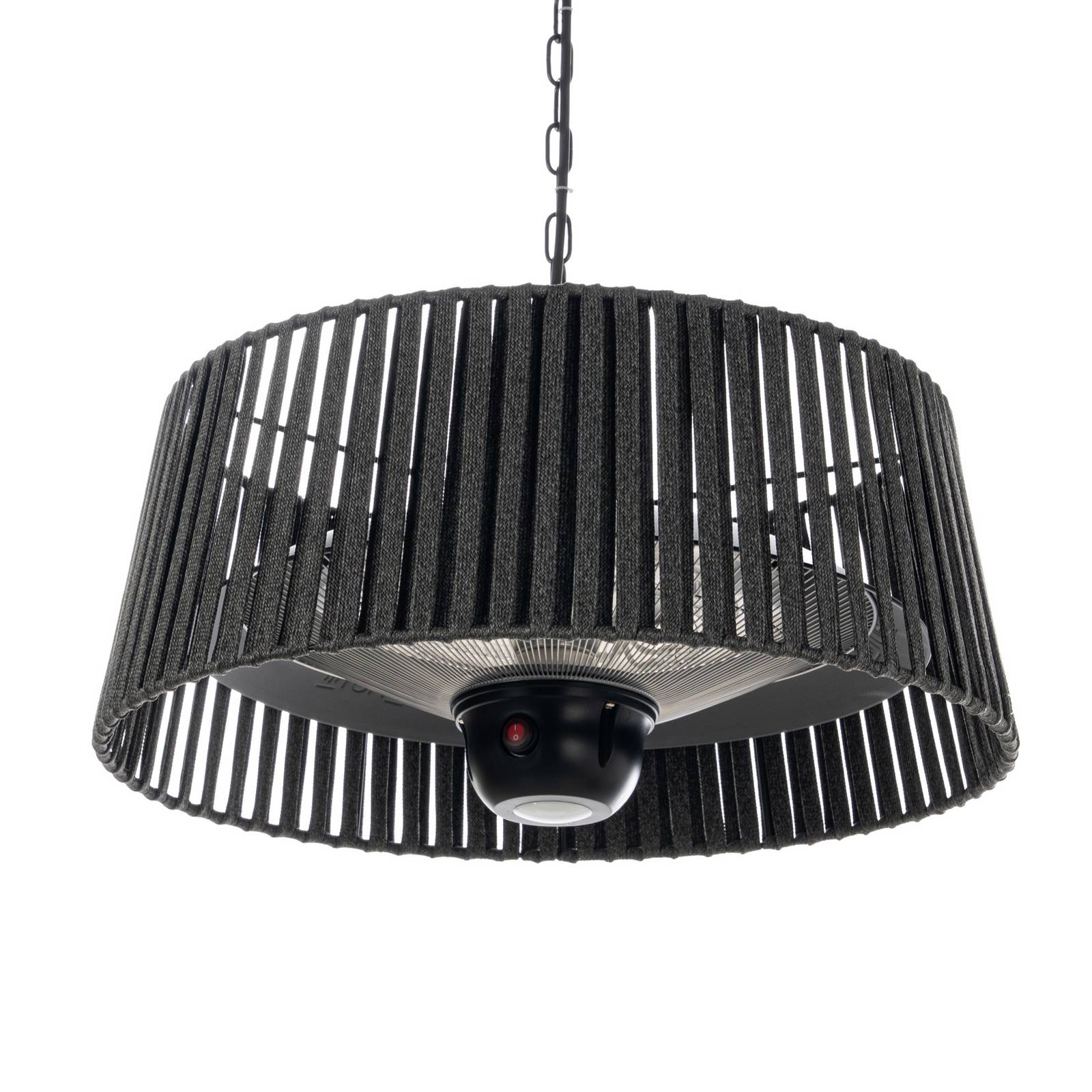 Wiszący ogrzewacz tarasowy Lucande Pyravo, czarna, aluminium, Ø 60 cm