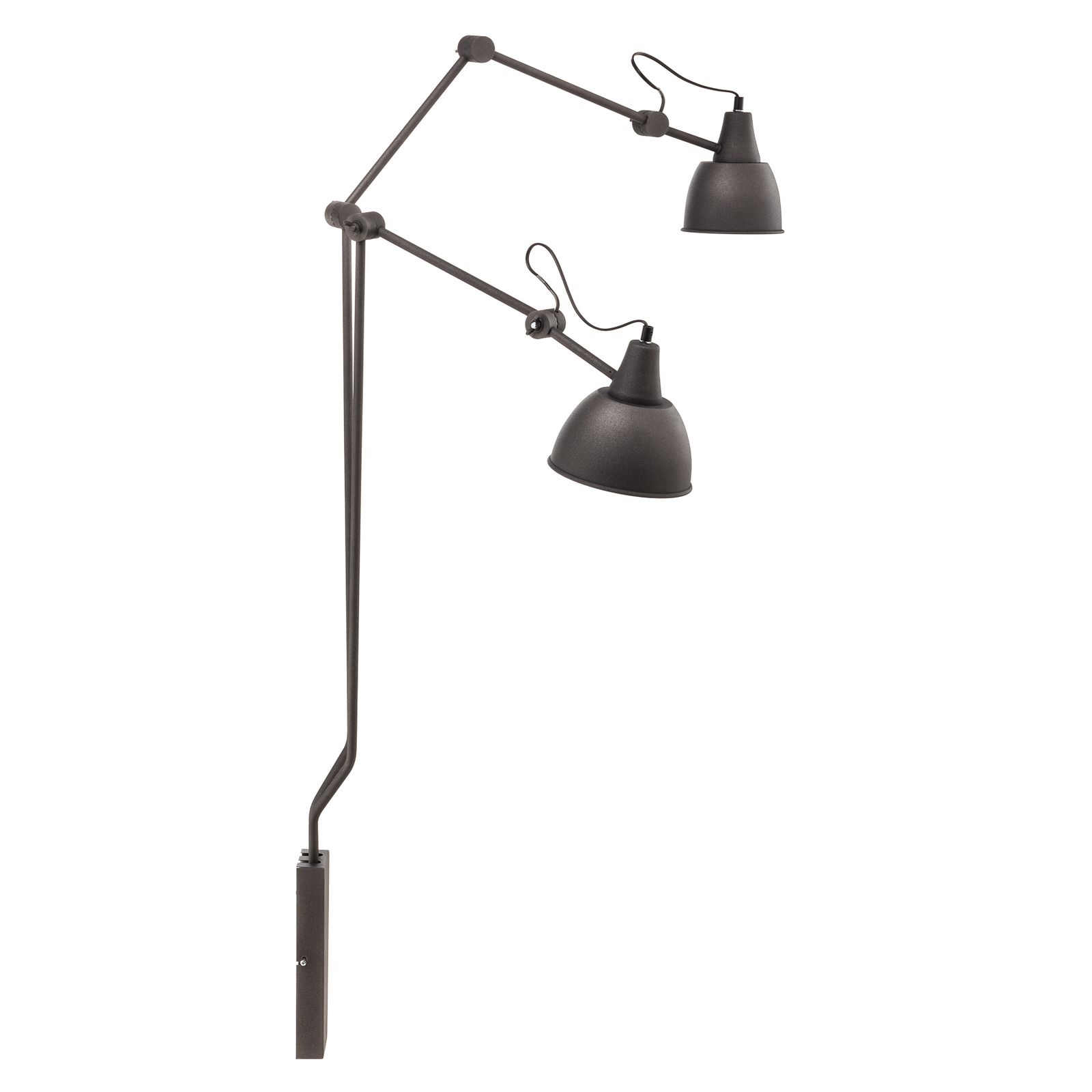 Wandlamp 814, verstelbaar, 2-lamps, grafiet