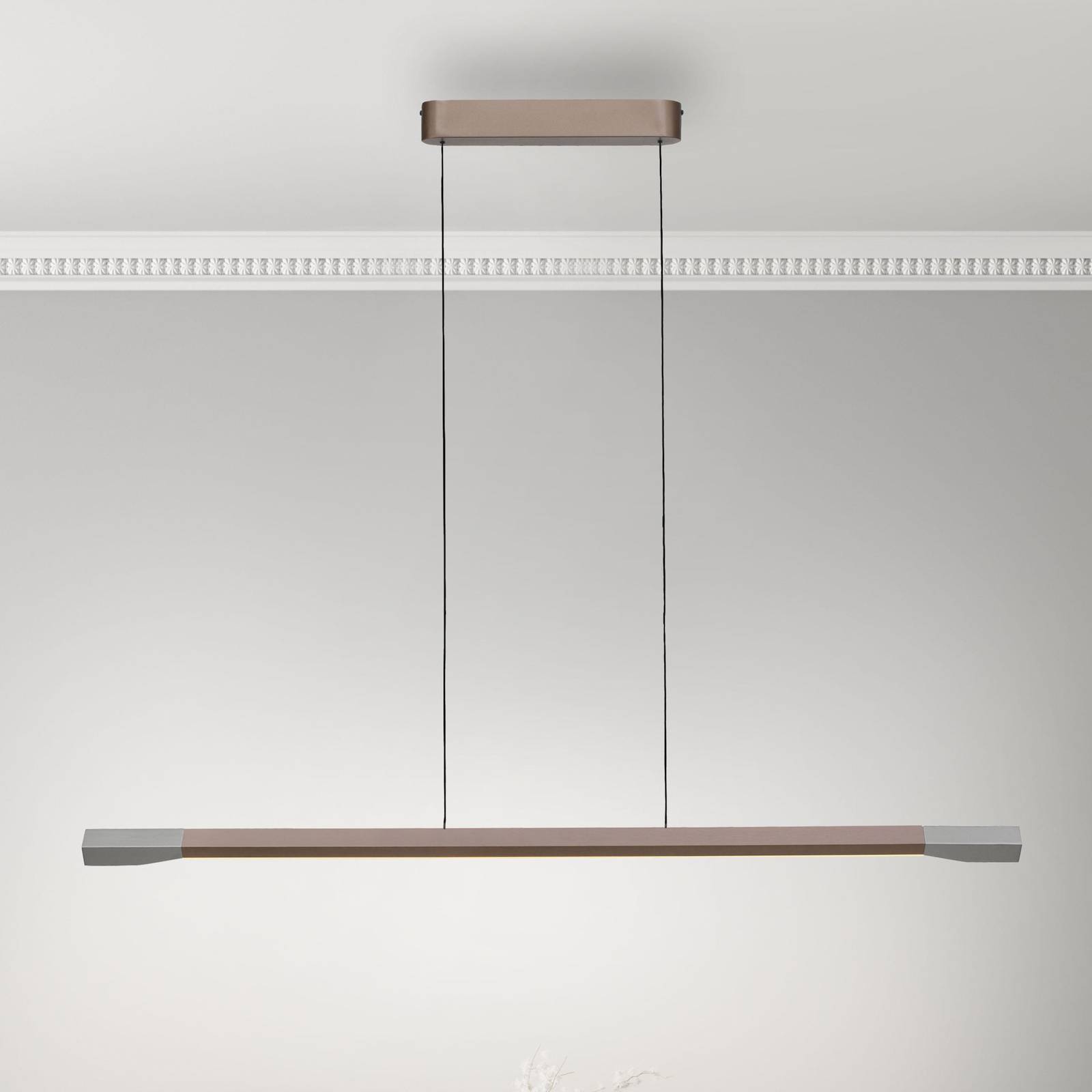 Lampa wisząca LED Hoop Paul Neuhaus kawowy brąz długość 128 cm