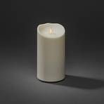 LED dekoratívna sviečka IP44 krémovo biela roztavená 18,4 cm