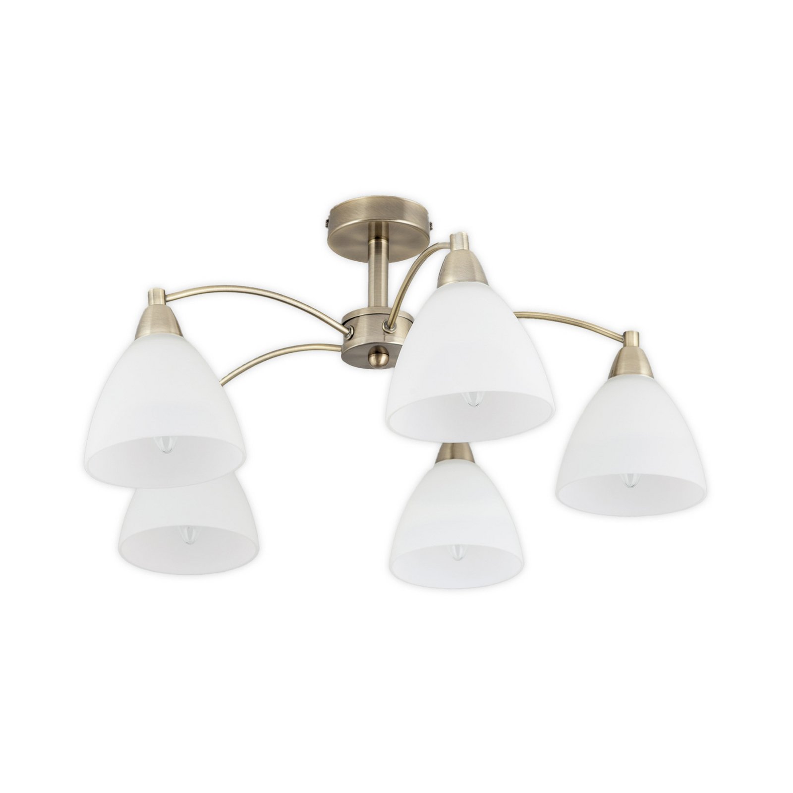 5-bulb ceiling lamp Kinga with antique brass look