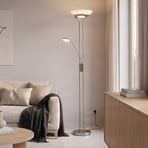 Lindby LED-golvlampa Yveta, nickelfärgad, läslampa, dimbar
