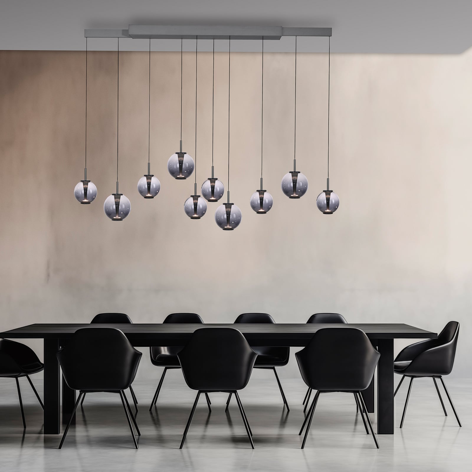 E-Infinity LED-Hängelampe grau/rauchgrau 198cm,10-flg - PURE E-Infinity LED-Hängelampe grau/rauchgrau 198cm,10-flg - PURE