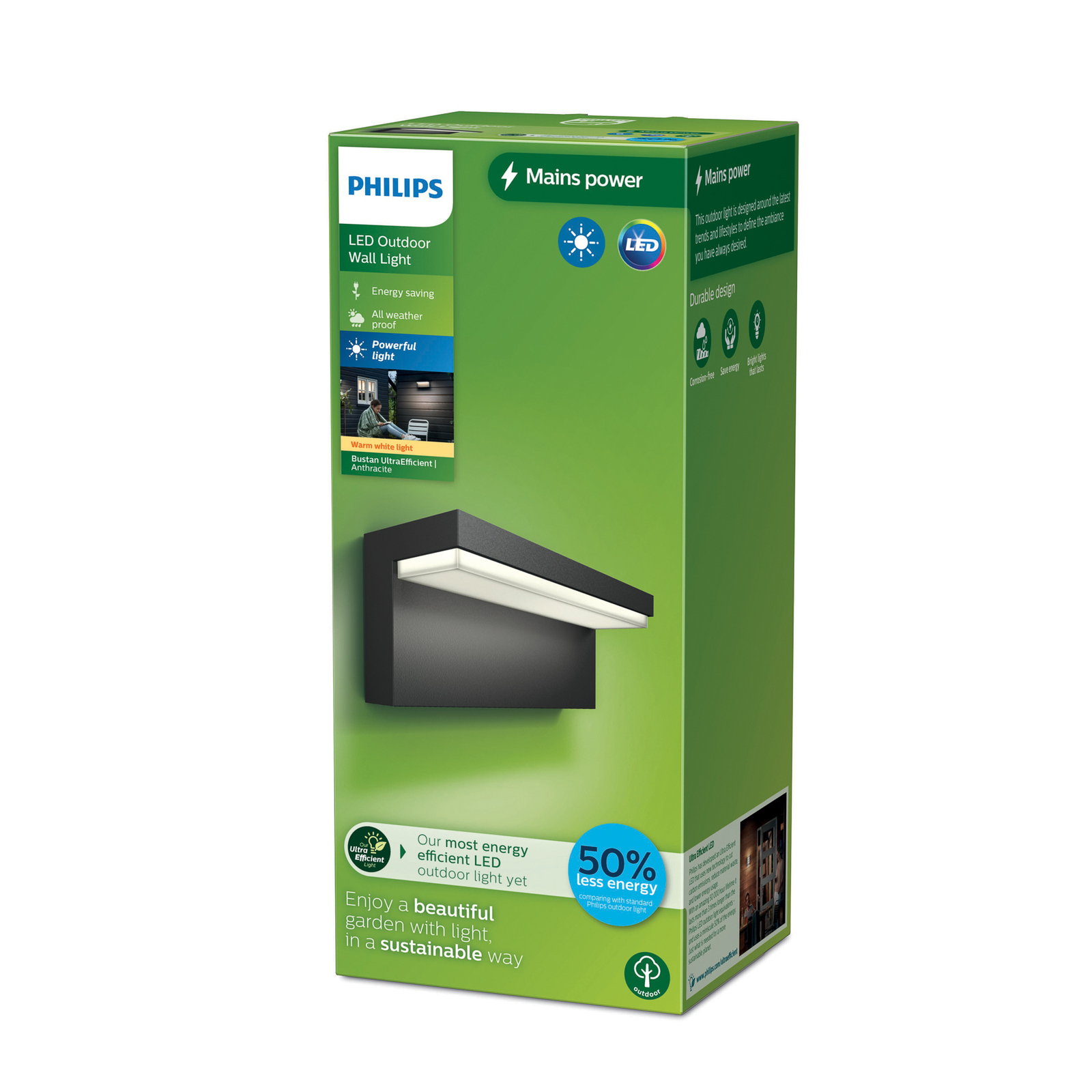 Venkovní nástěnné svítidlo Philips LED Bustan UE, 2 700 K
