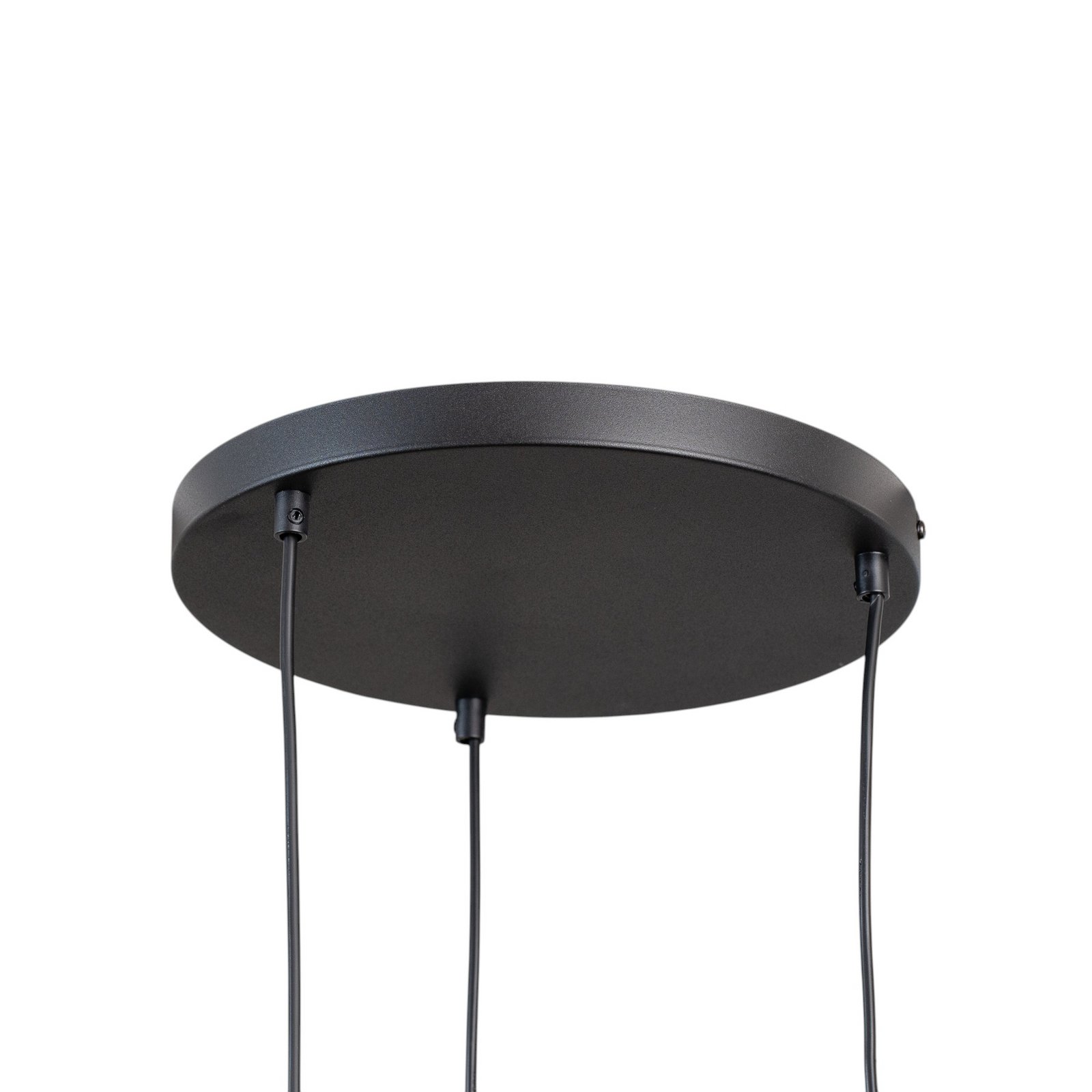 Jari hanging light, fabric shade, 3-bulb, round, black and gold