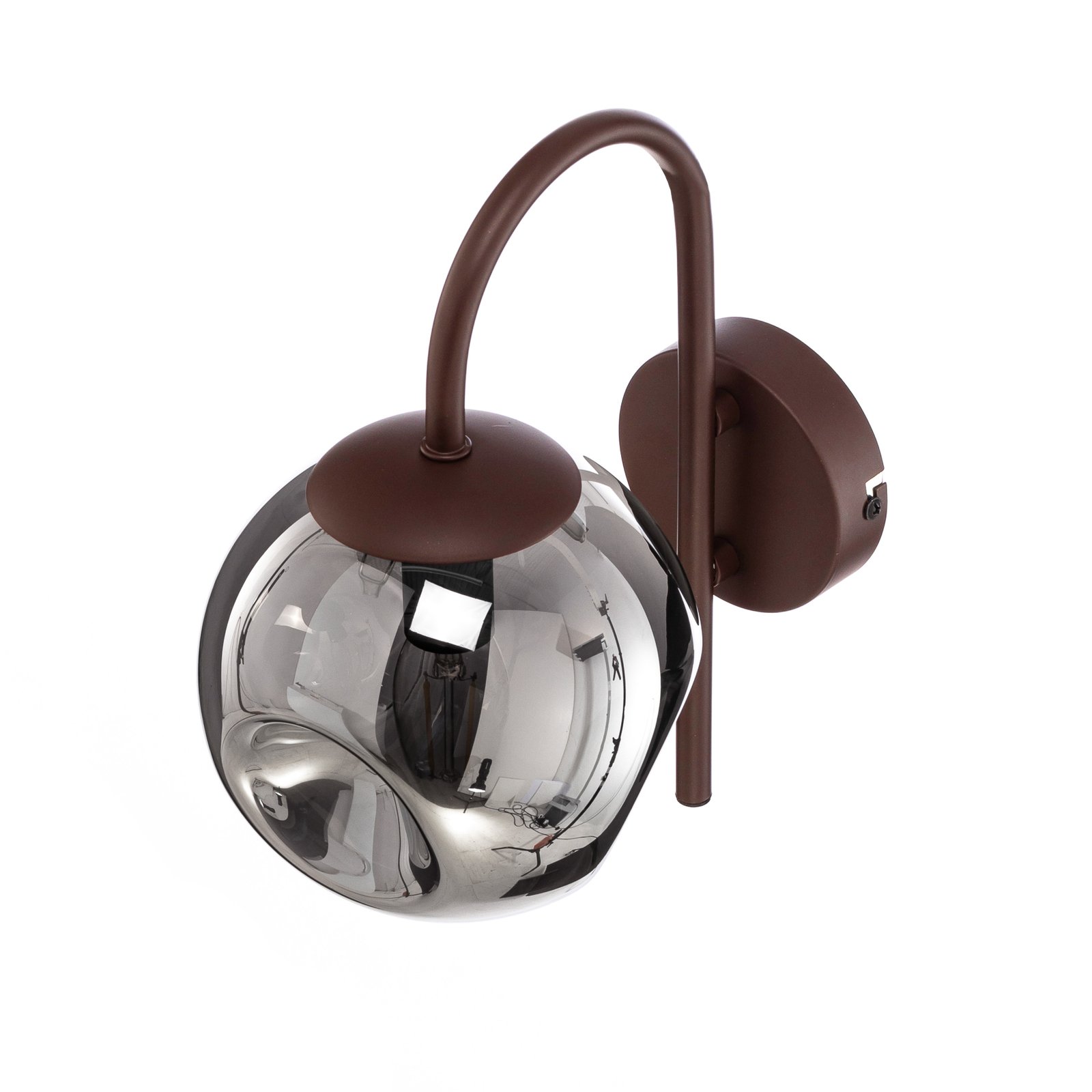 Lindby wandlamp Valentina, E14, rookgrijs, glas, 28,6 cm