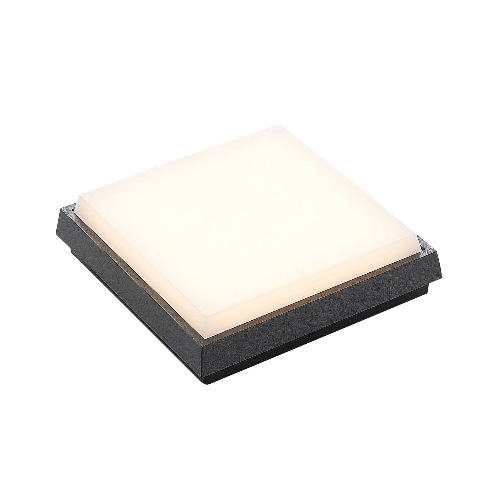 Lucande Amra LED outdoor ceiling light angular 17.5 cm, polycarbonate, die-cast aluminium, 8.5 W, L: 17.5 cm, W: 17.5 cm, H: 4.5 cm