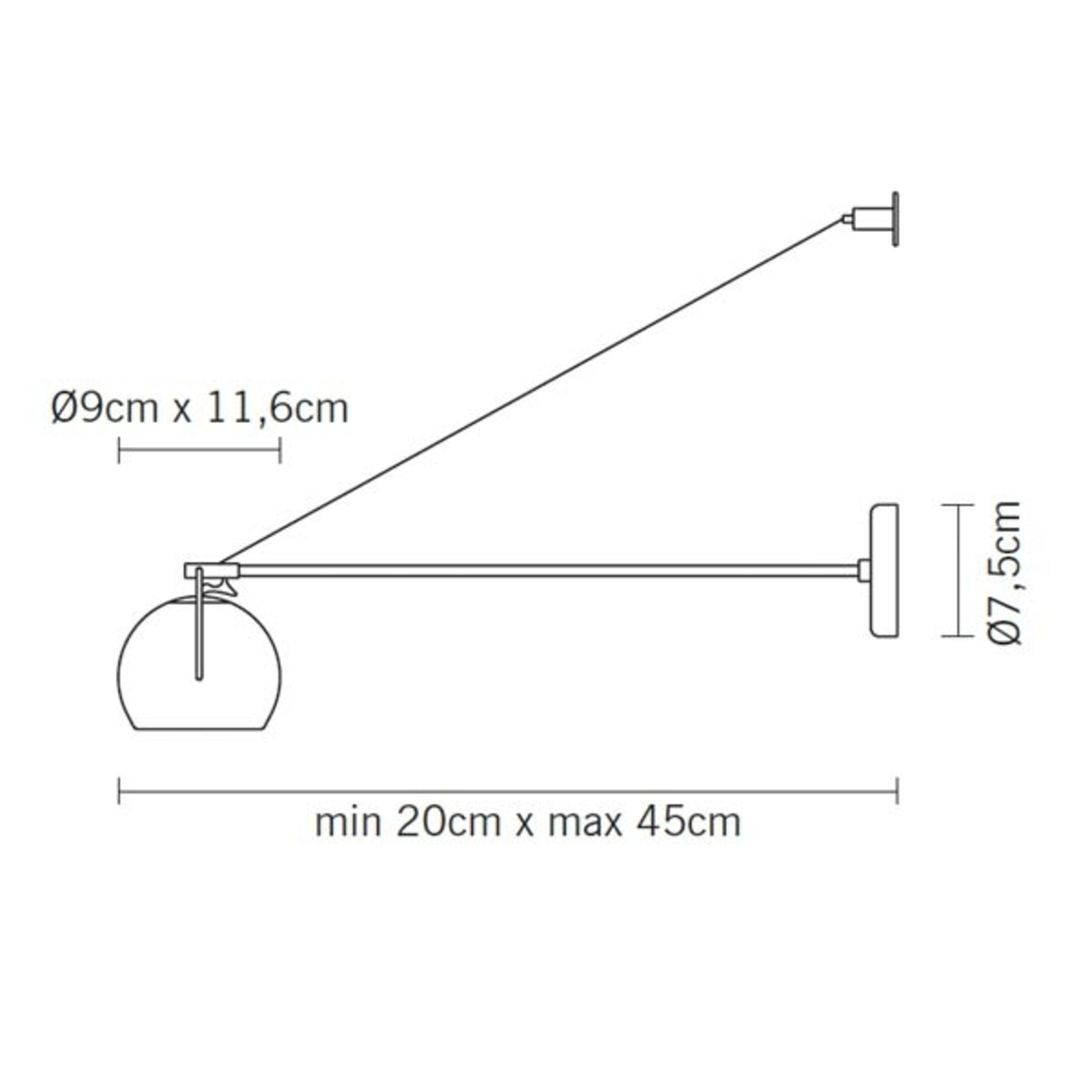 Fabbian Beluga Steel aplique de cromo, sobresale