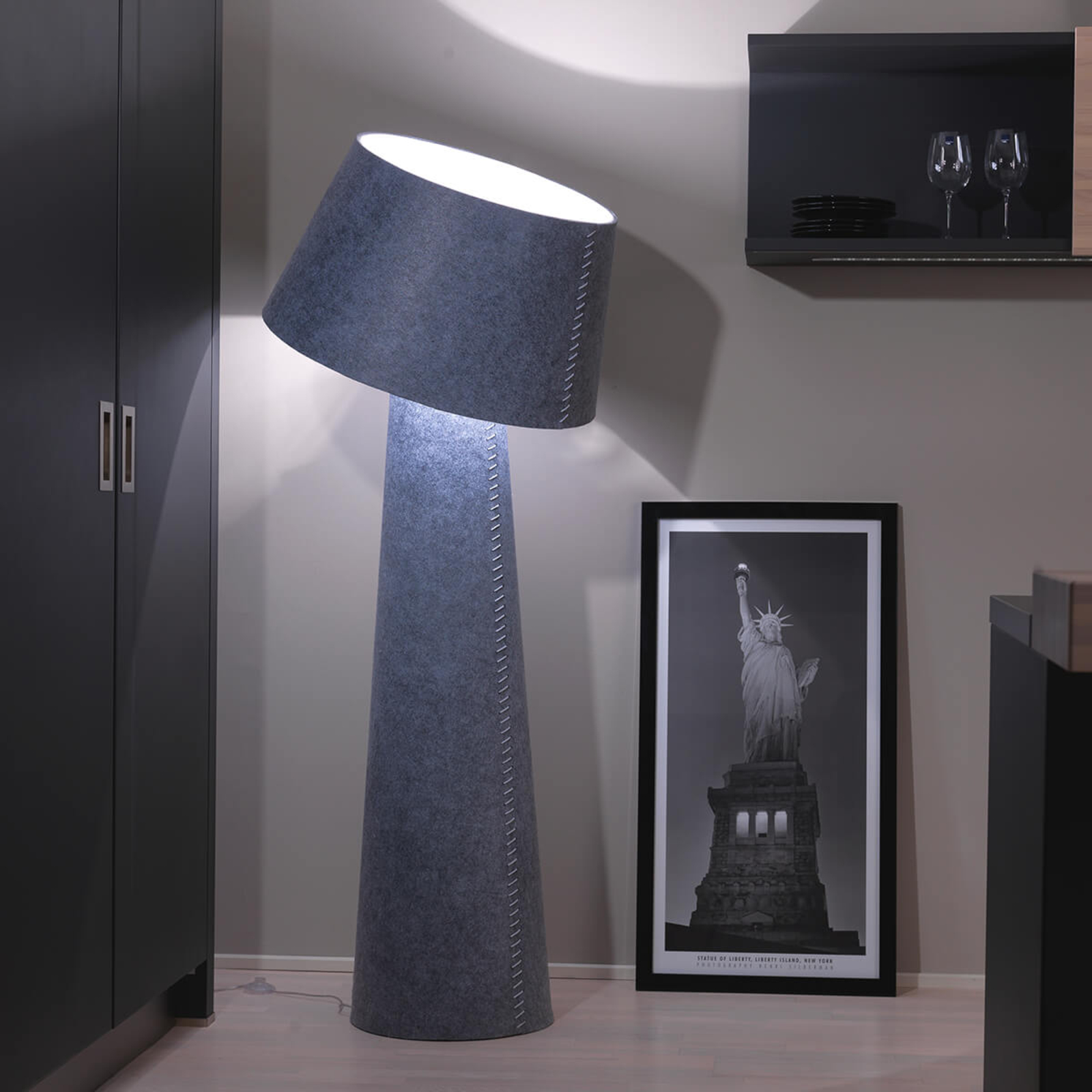 Lampa Stojaca Led Alice Xl Z Szarego Filcu Lampy Pl