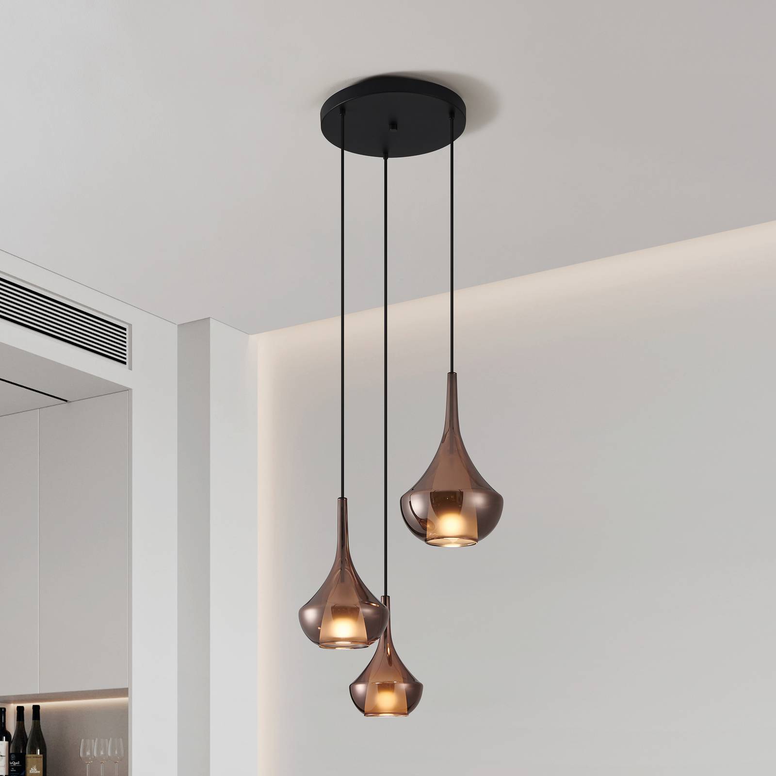 Suspension Stars of Light Almoster, cuivre, Ø 55 cm, à 3 lampes