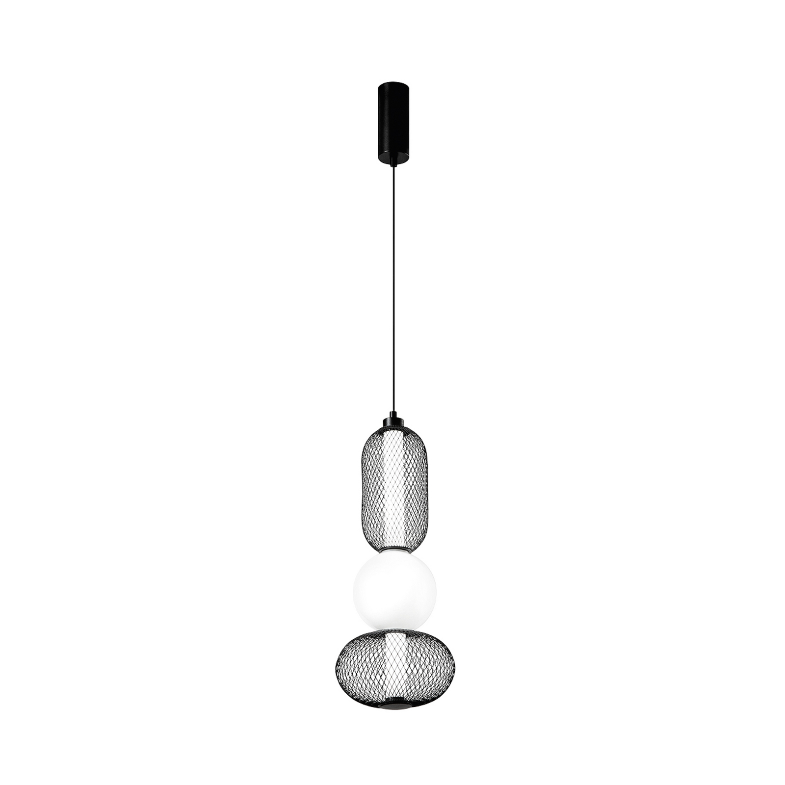 LED-Hängelampe INKAS, Höhe 53 cm, schwarz, Glas/Metall, CCT