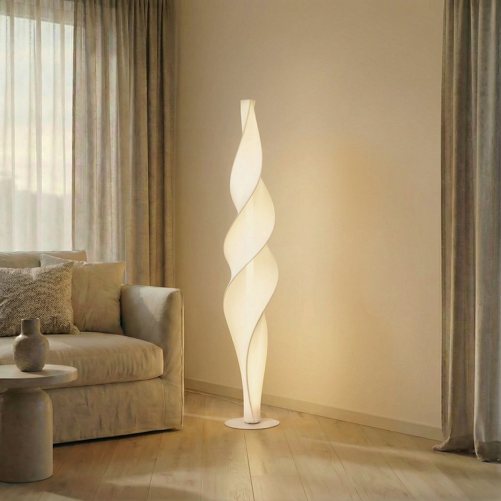 Lucande LED-lattiavalaisin Novelle, valkoinen, CCT, korkeus 137 cm