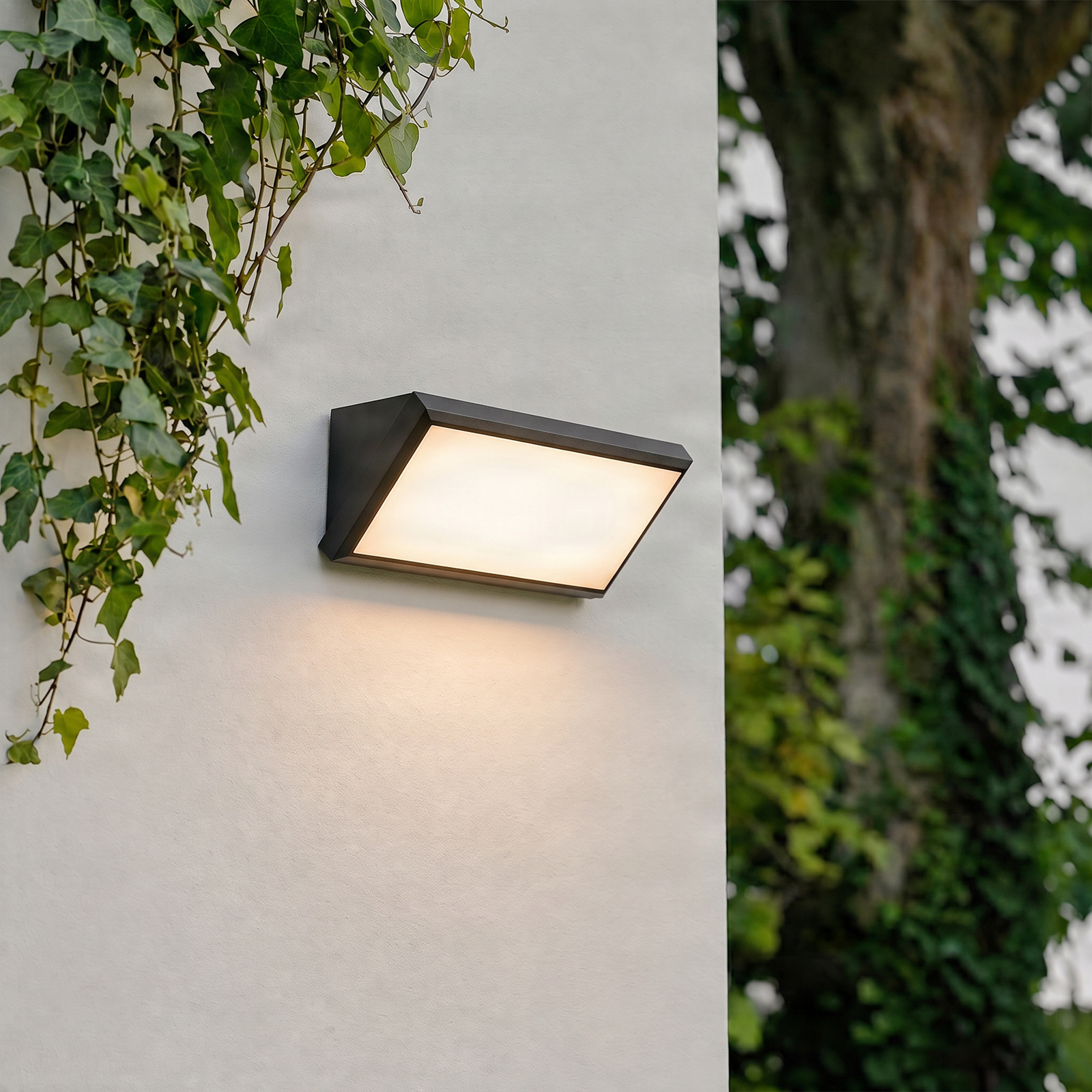 Lindby Applique da esterni LED Abby, grigio, plastica, IP65