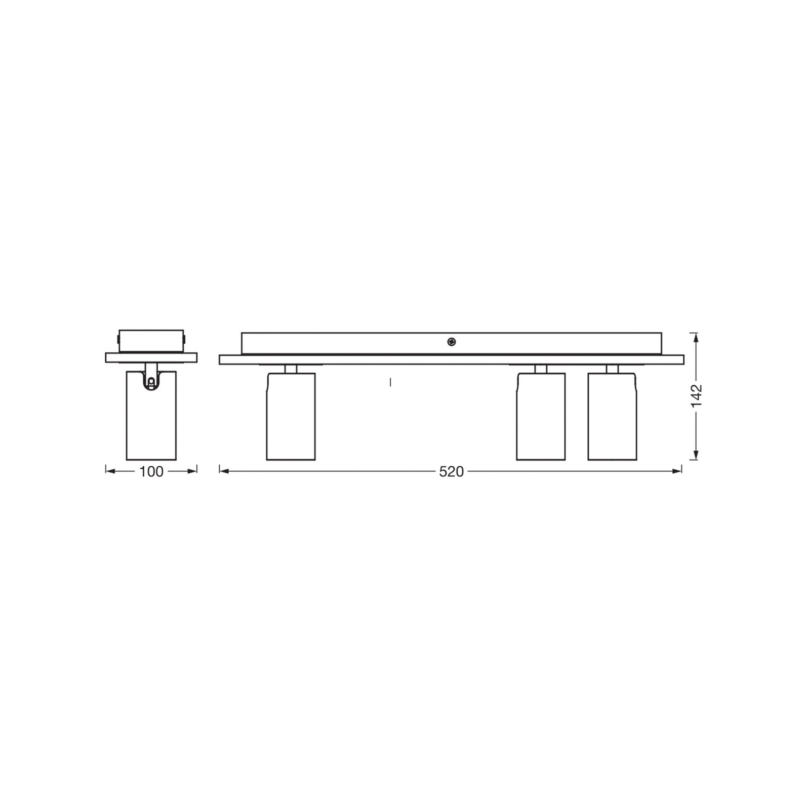 OSRAM Deckenstrahler MERCURY schwarz 3-Spot GU10-LED 927 dim