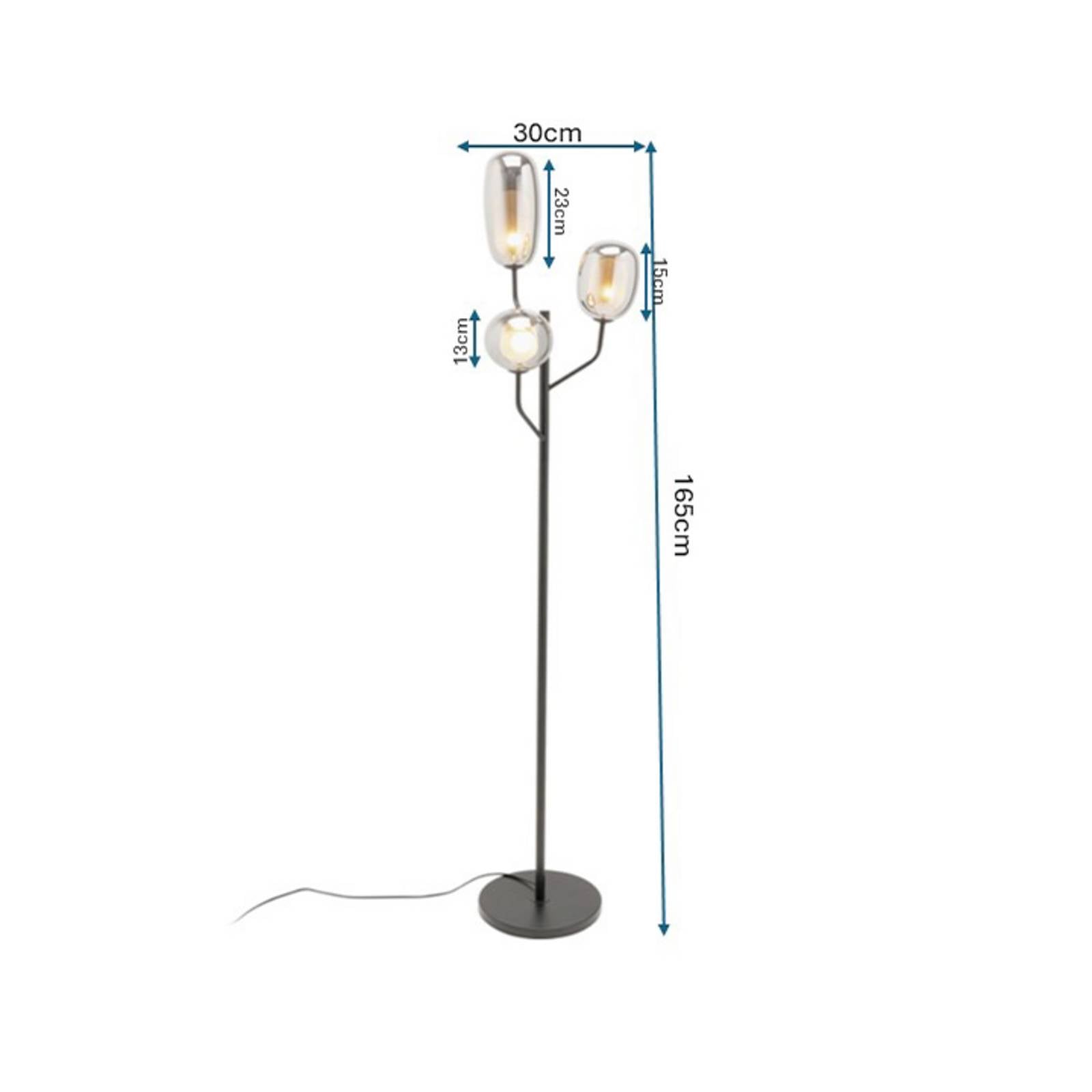 Lampa stojąca KARE Columbo, czarna, szklana, 3-punktowa, G9, 164 cm