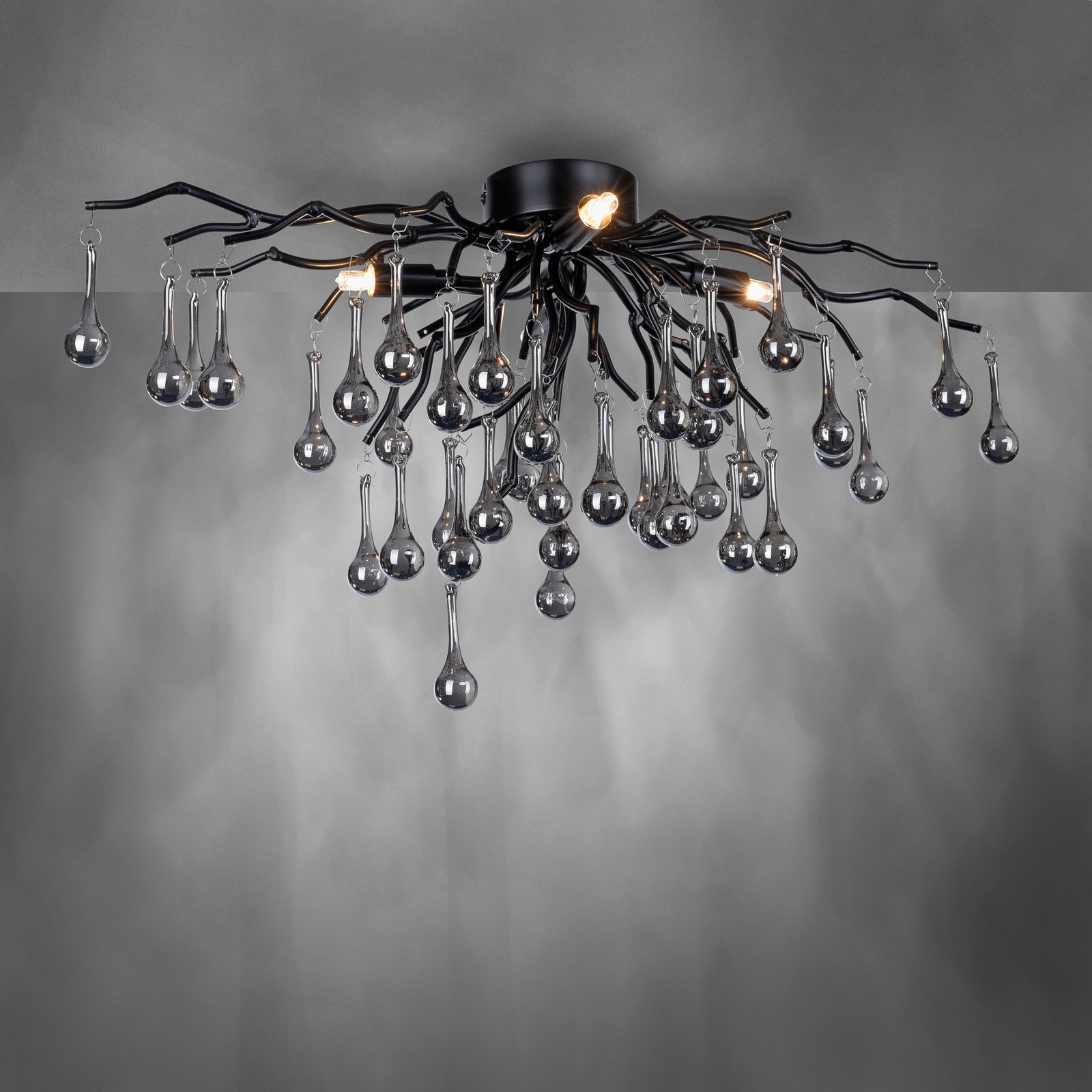 Paul Neuhaus plafondlamp Icicle, 4-lamps, zwart