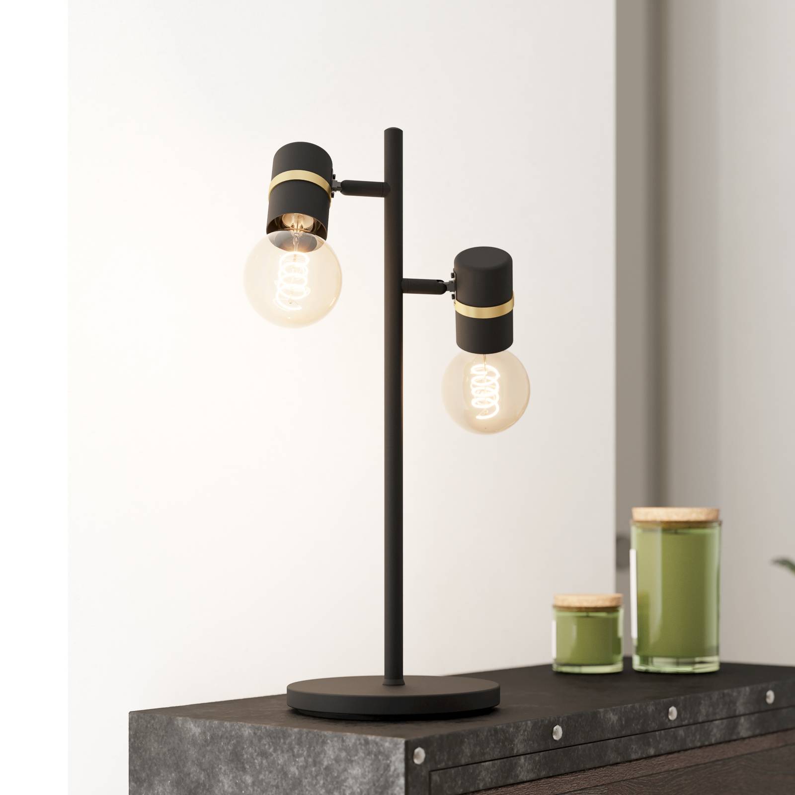 Tischleuchte Lurone, schwarz, zweiflammig günstig online kaufen
