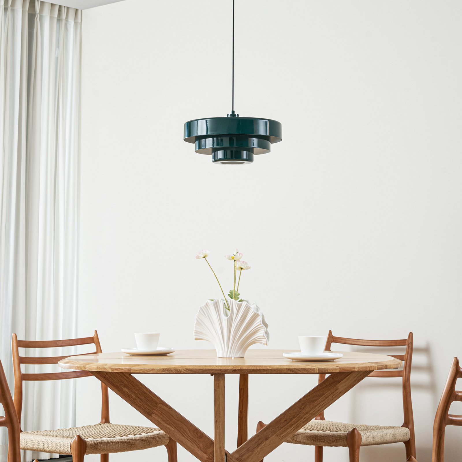 Lindby piekaramā lampa Tivra, zaļa, Ø 35 cm, metāls, E27
