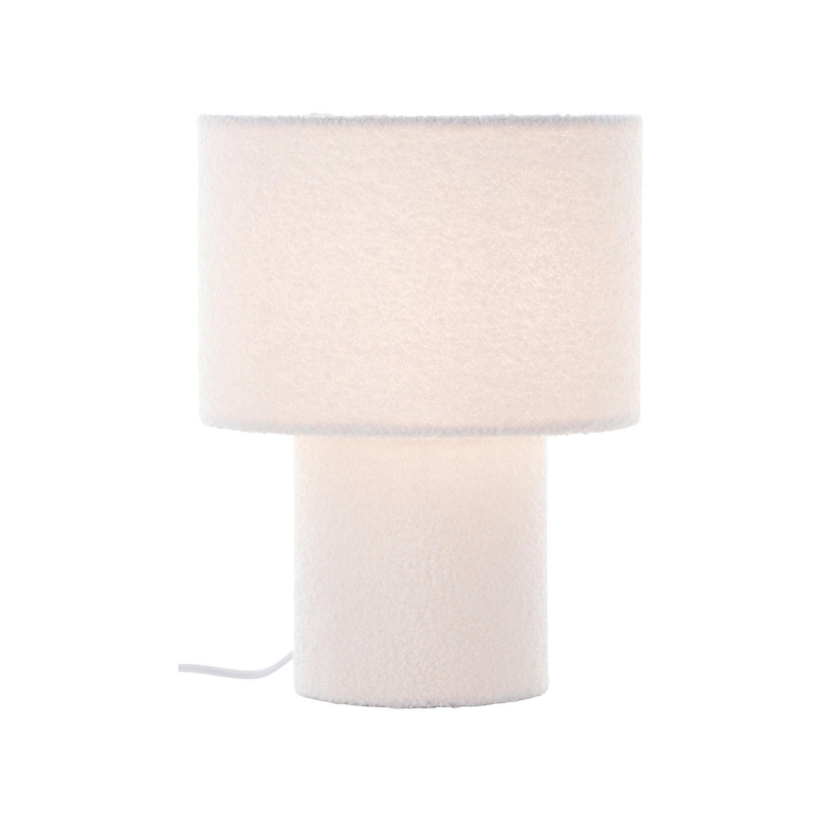 Настолна лампа Teddy, бяла, височина 30 cm, плат/метал