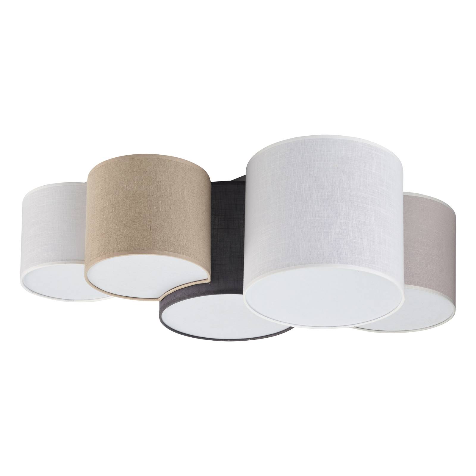 Plafondlamp Mona Colour, 5-lamps wit/bruin/grijs