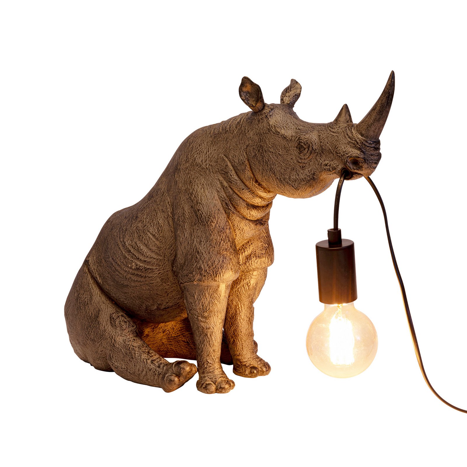 Kare namizna svetilka Sitting Rhino, siva, višina 39 cm, E27