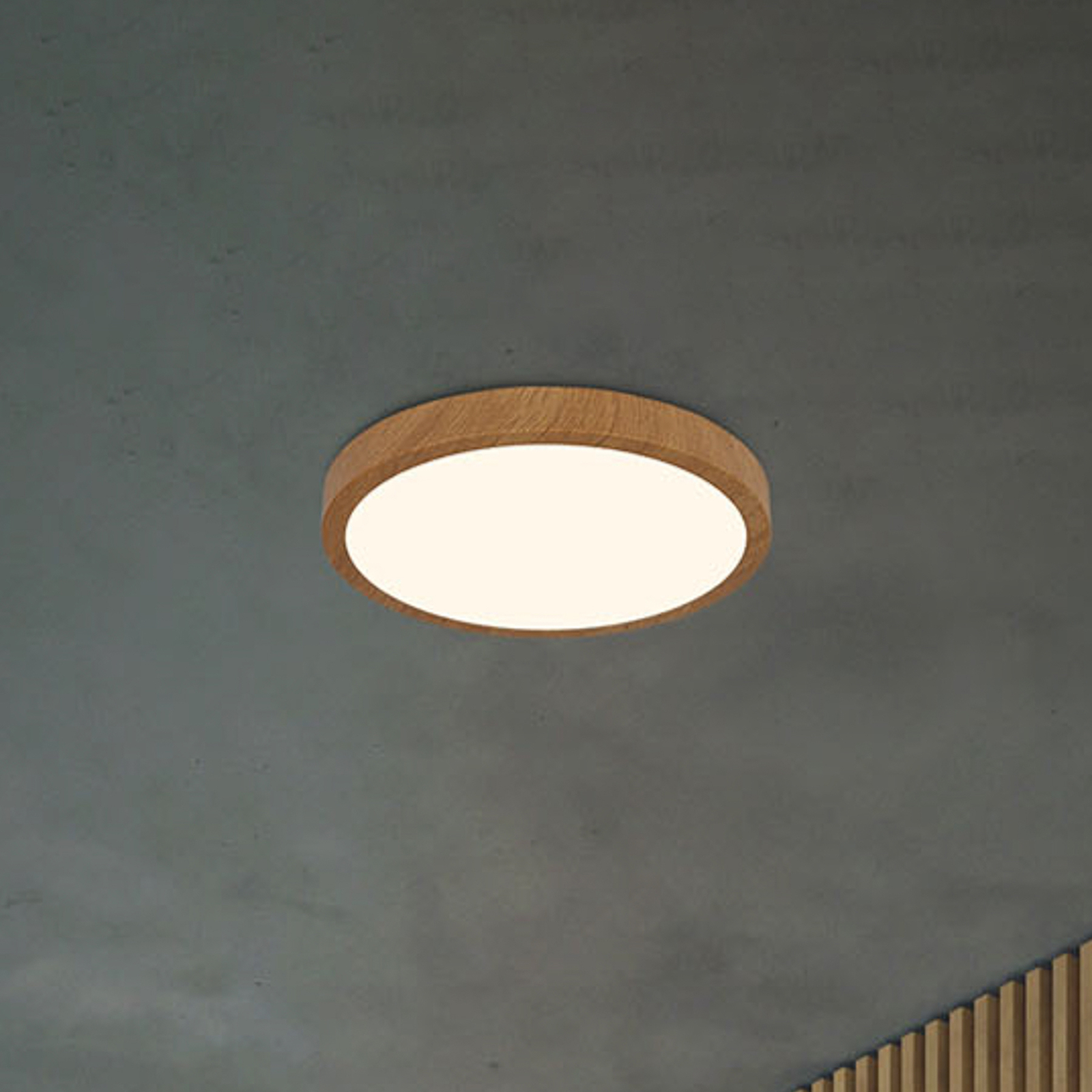 LED-Deckenlampe Runa Wood Holzoptik 3.000 K Ø28cm