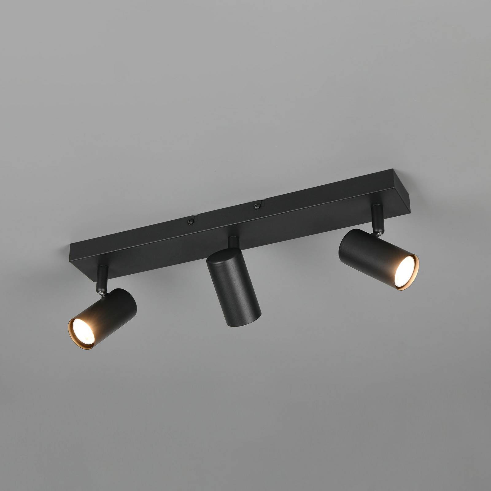 Reality Leuchten Bodovka Taryn, matná černá, délka 45 cm, 3-křídlový, Mini-GU10