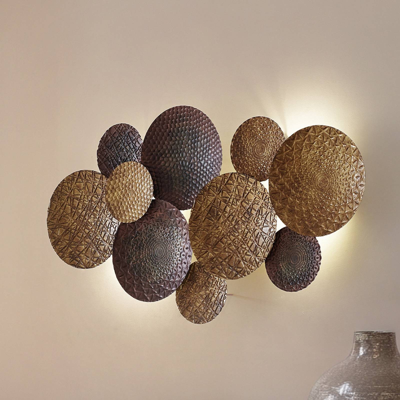 Lindby Wandleuchte Soraya, gold/kupfer, Metall, 2-flg., 51cm günstig online kaufen