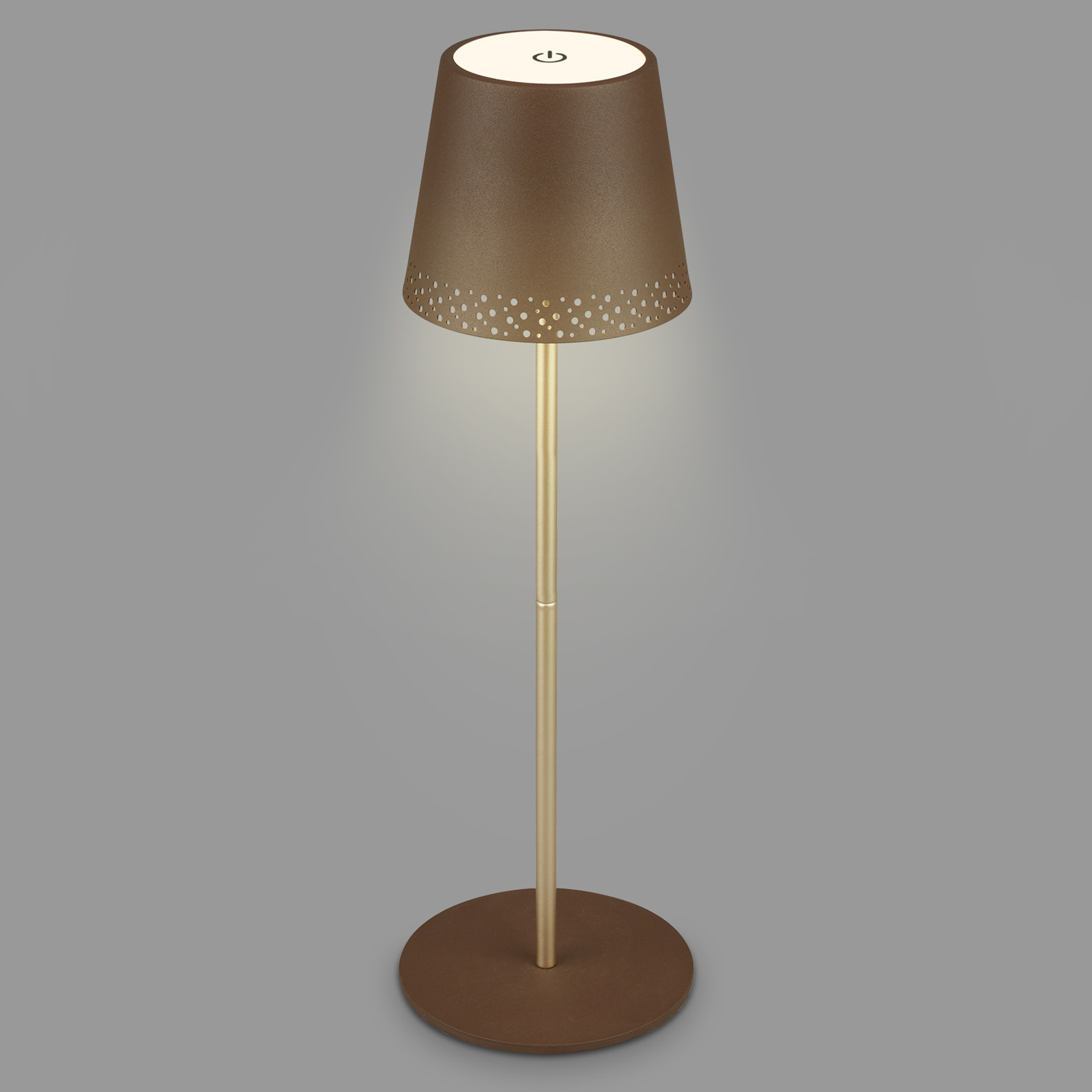 LED-bordlampe Kiki med batteri 3.000K, brun/guld