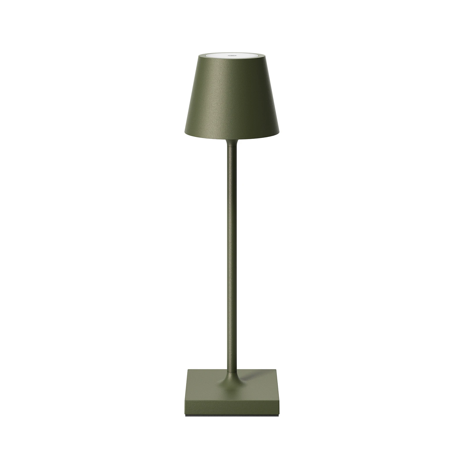 Lâmpada de mesa LED recarregável Nuindie pocket, verde pinheiro, IP54, regulável