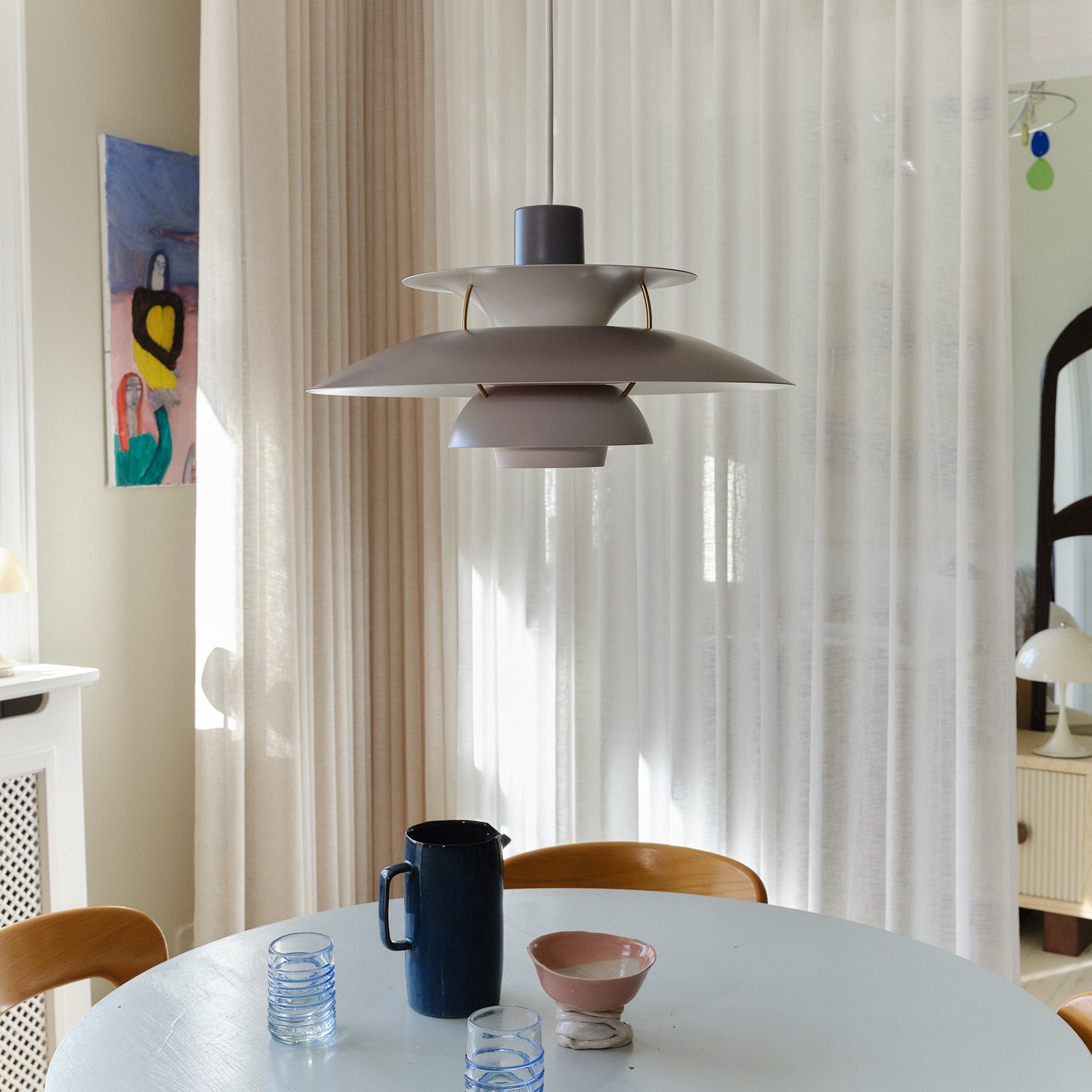 Suspension design Louis Poulsen PH 5, gris, Ø 50 cm