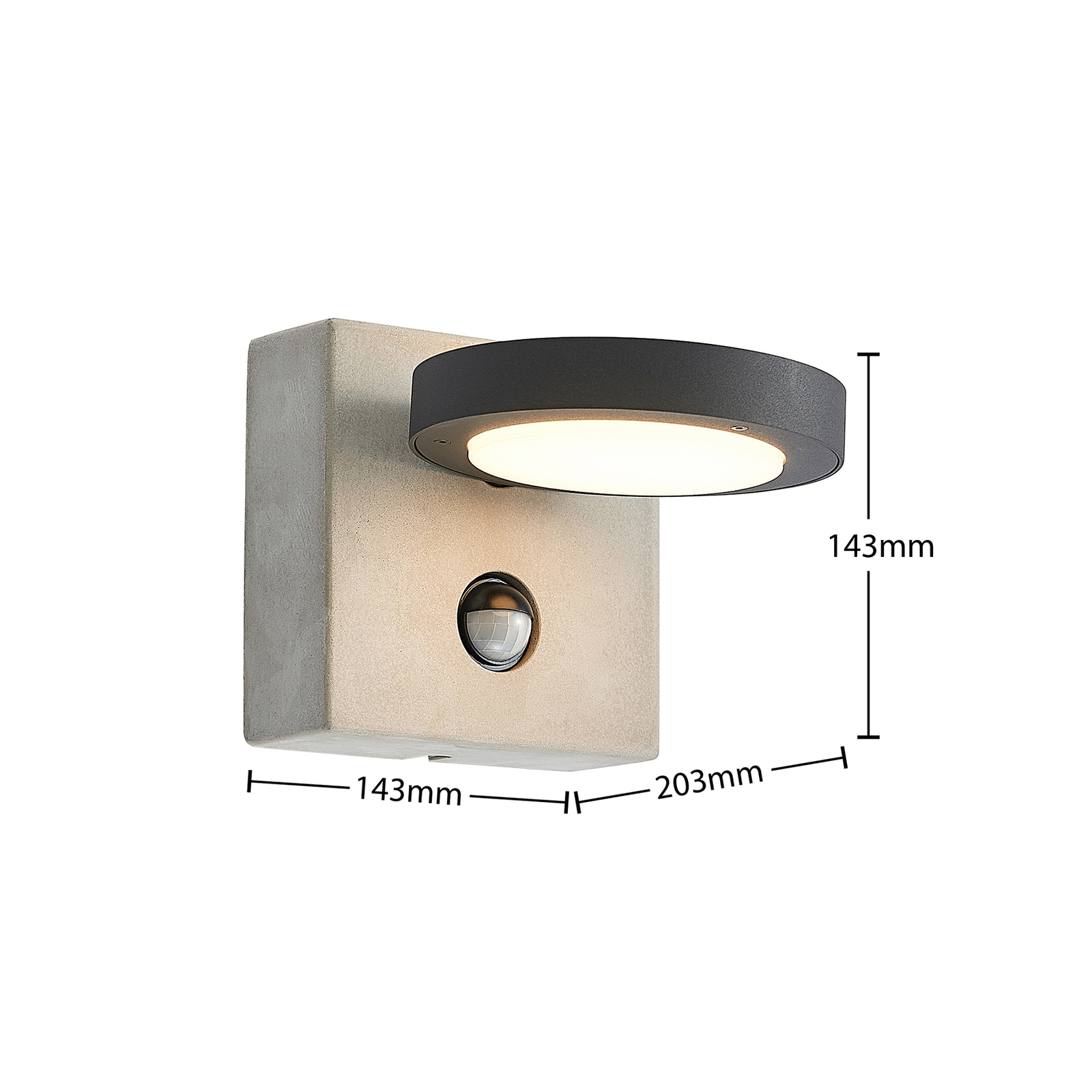 Lucande Belna LED buitenwandlamp, beton, sensor