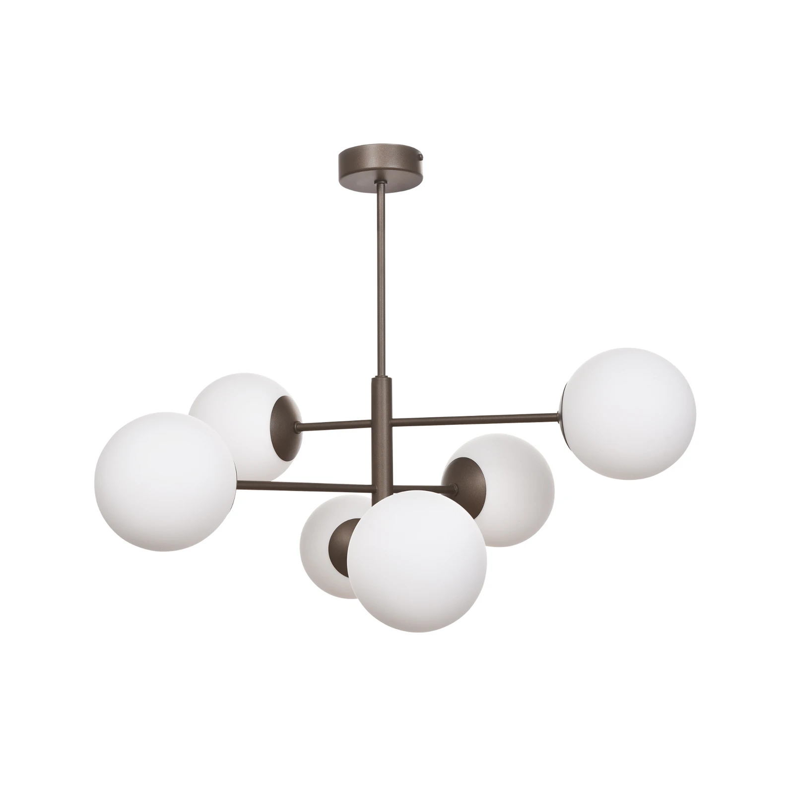 Hängeleuchte Aurora, braun, Ø 60 cm, 6-flammig, Glas, E14