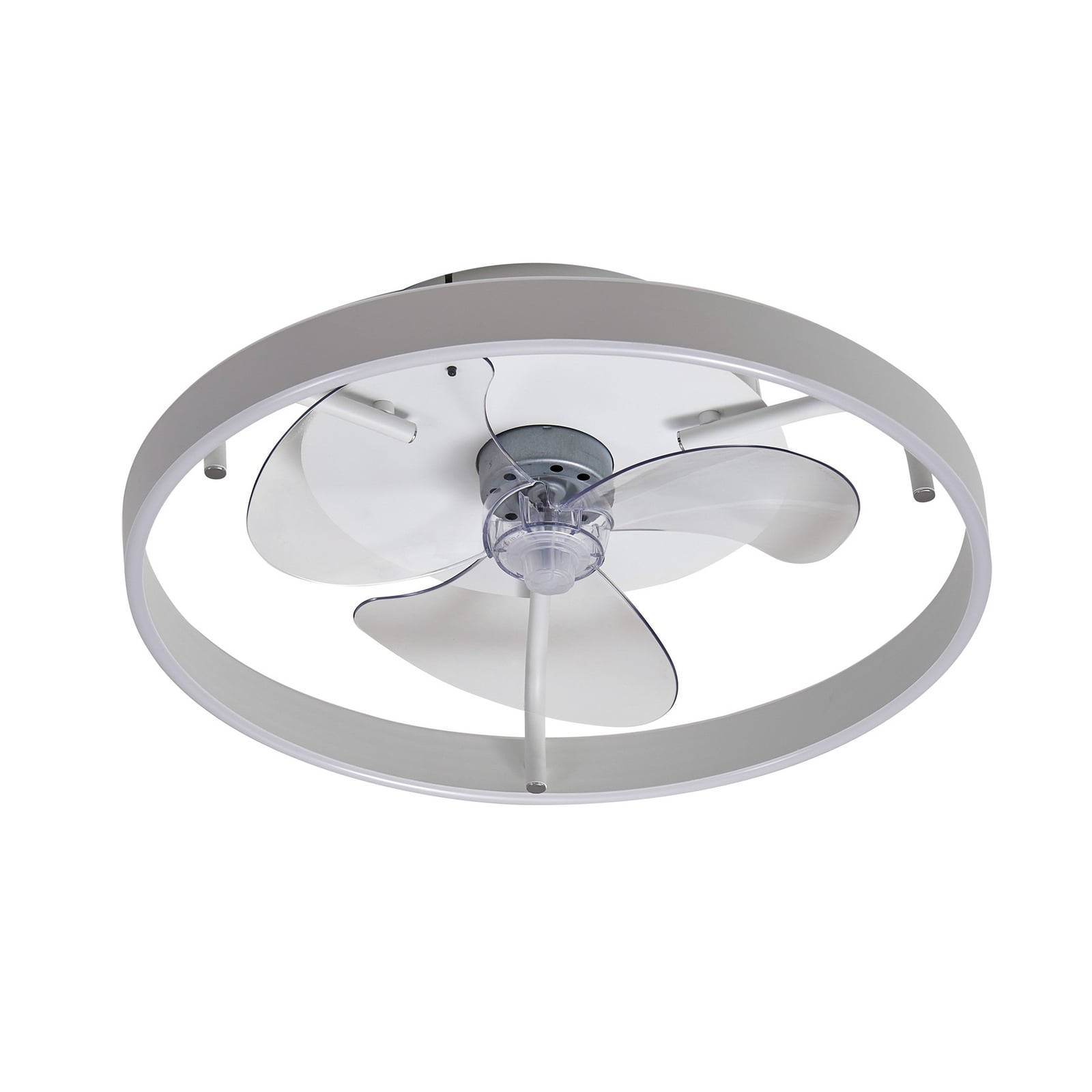 Ventilatore da soffitto LED Momitu, bianco, alluminio, Ø 50 cm - Lindby