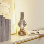 Lindby genopladelig LED-bordlampe Maxentius guldfarvet touch-dæmper