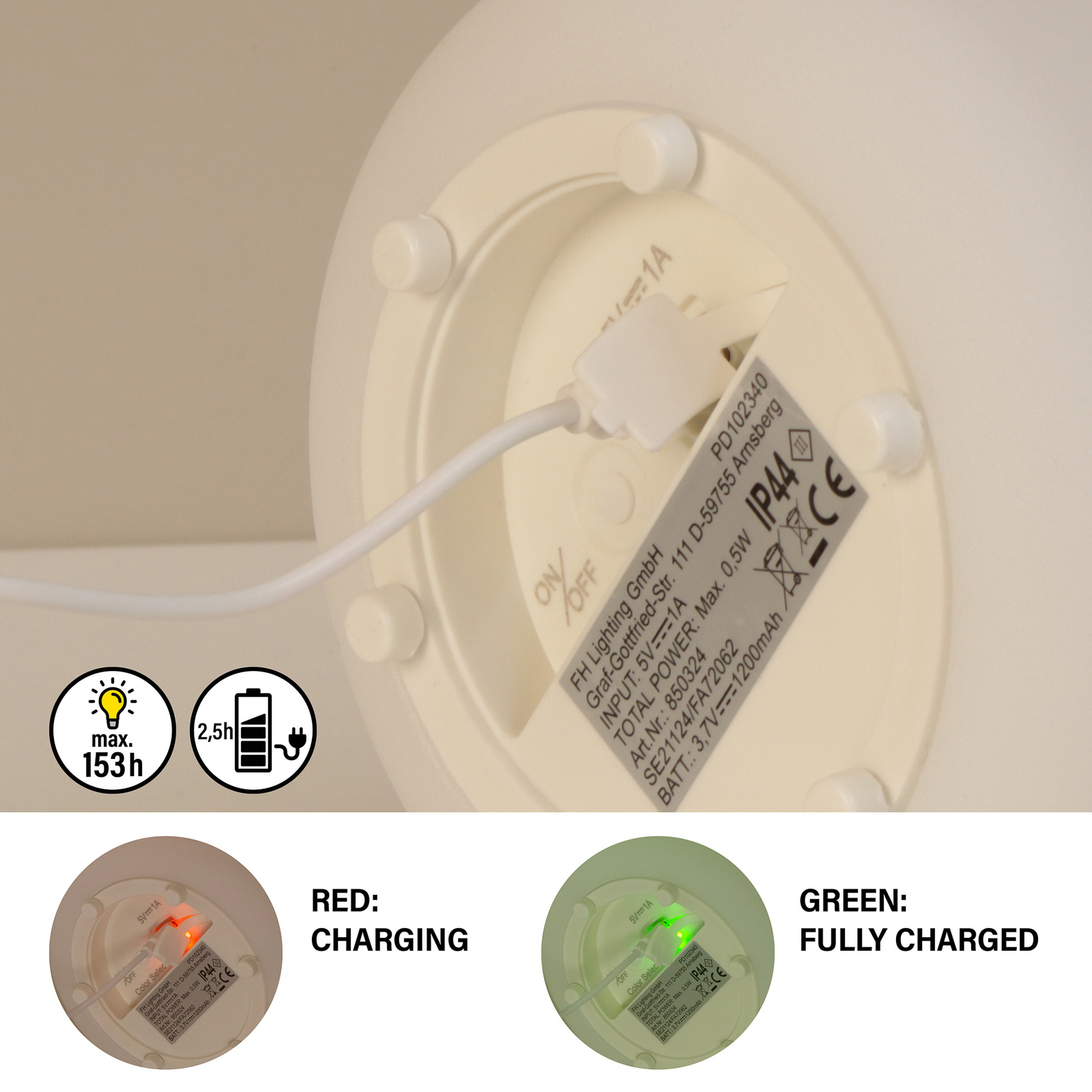 LED-solcellebordlampe Orno, varmhvit og RGB