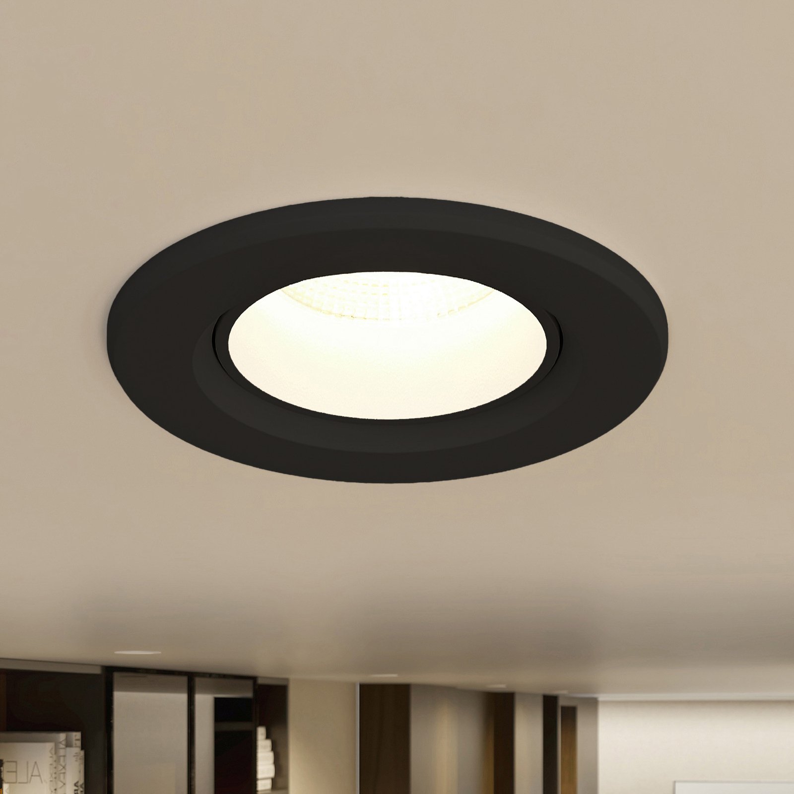 Prios LED recessed light Shima, black, 7 W, 3000K, dimmable