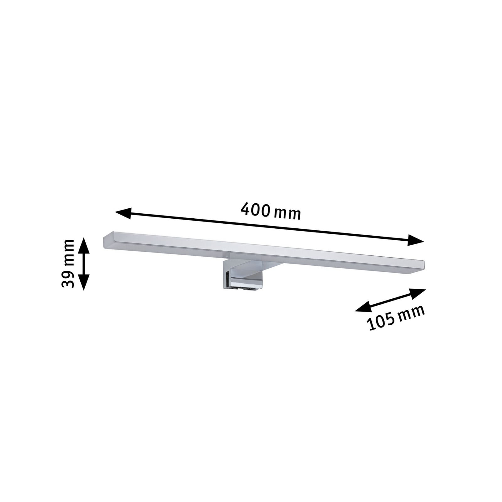 „Paulmann“ LED veidrodinis šviestuvas „Evie“, chromuotas, 40 cm, IP44 „Paulmann“ LED veidrodinis šviestuvas „Evie“, chromuotas, 40 cm, IP44