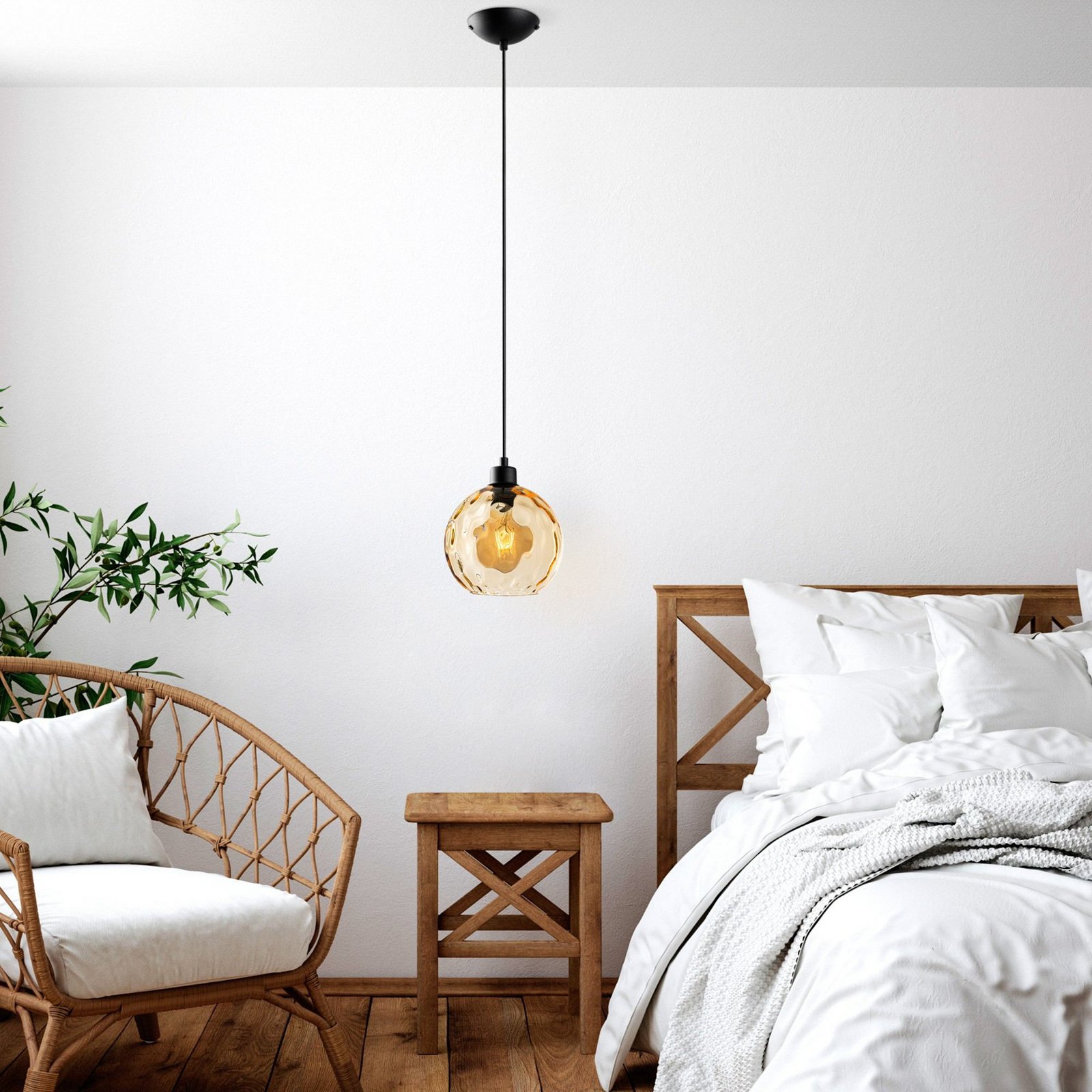 Piekaramais gaismeklis Benek, dzeltens, stikls, Ø 20 cm, E27