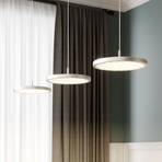 Quitani LED hanglamp Gion, 3-lamps, nikkel/eikenhout