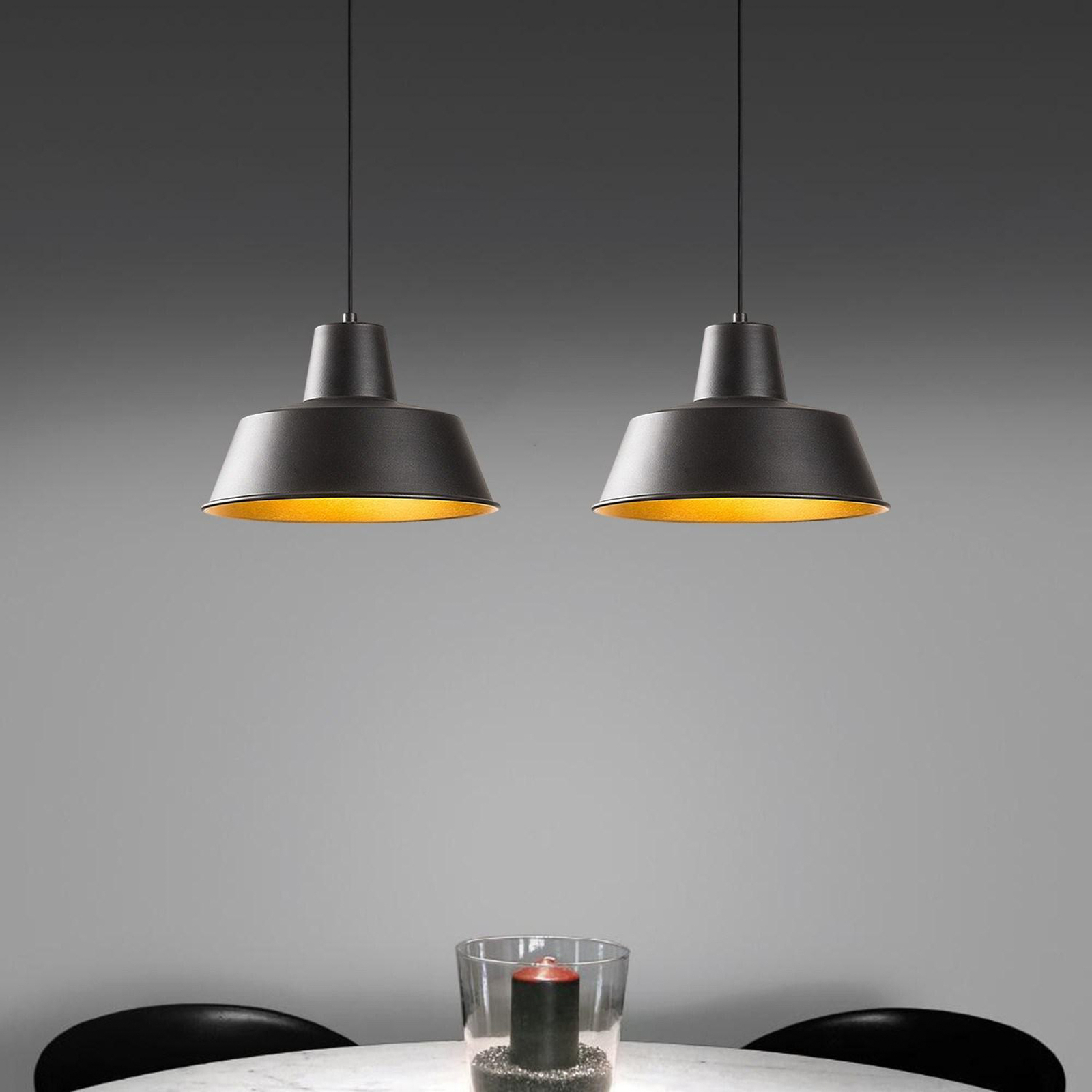 Suspension Saglam 3738, noir, métal, à 2 lampes